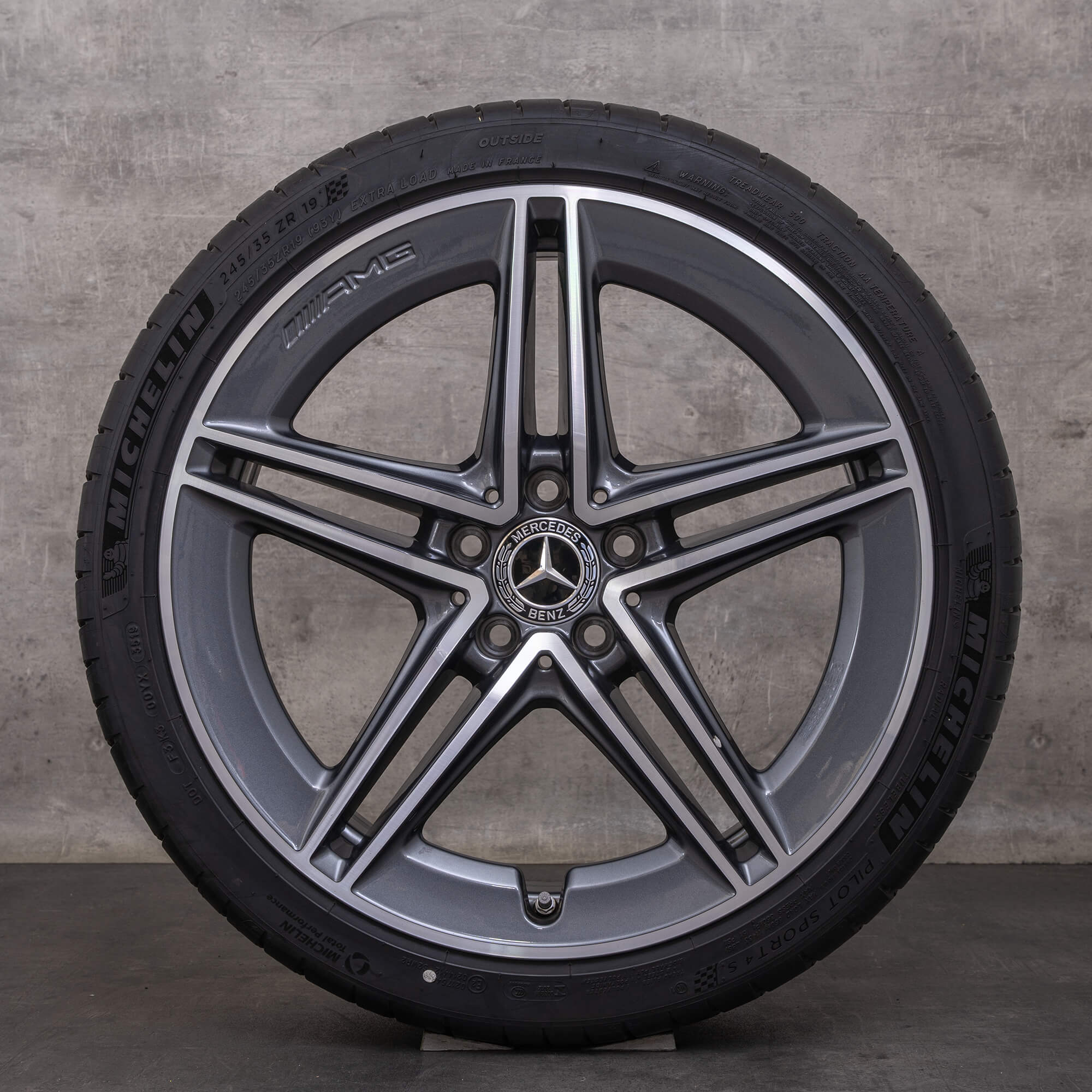 Orijinal Mercedes Benz A-Serisi CLA A 45 AMG kış jant lastik 19 inç W177 C118 X118 jantlar A1774012300 himalaya gri parlak tornalanmış