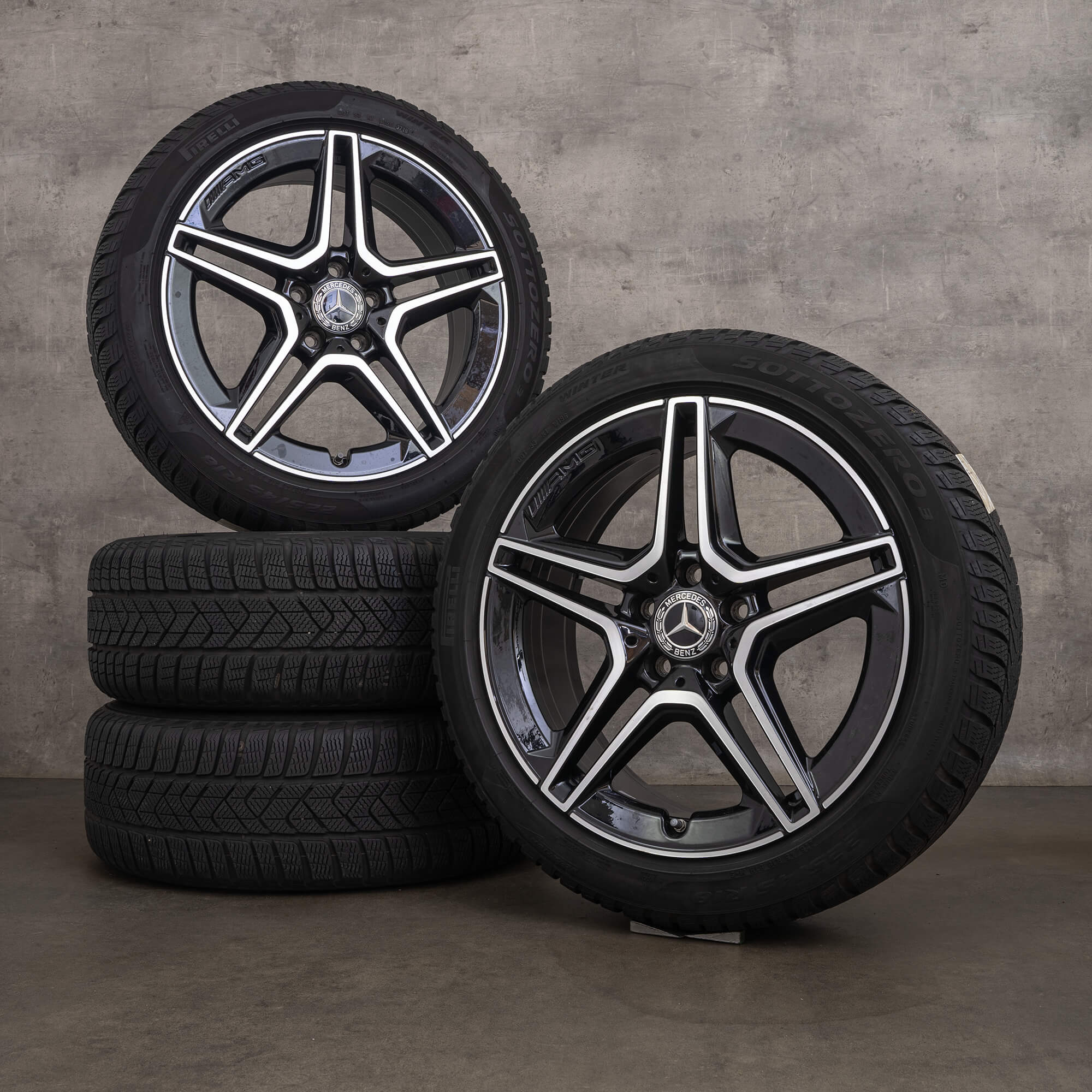 Genuine AMG Mercedes Benz Clase A B CLA llantas de invierno 18 pulgadas W177 V177 W247 X118 C118 A1774011500 negro brillante torneado
