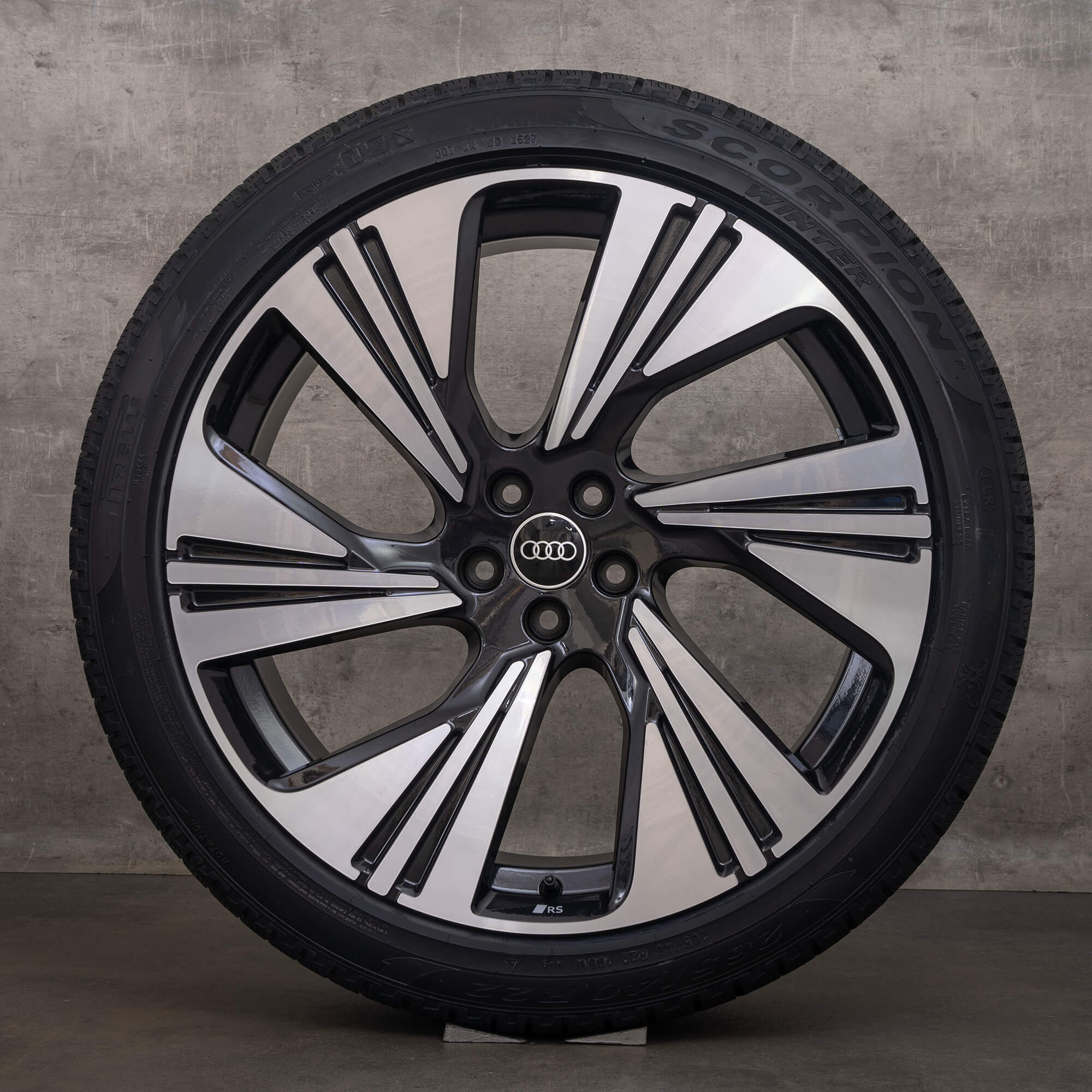 Originale Audi e-tron Q8 & Sportback fælge 22 tommer GE vinterhjul 4KE601025AM sorte blanke drejede vinterdæk