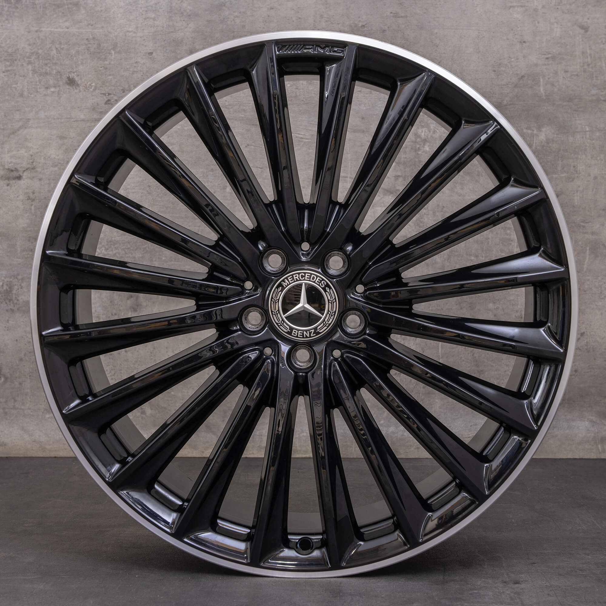 Orijinal Mercedes Benz EQE AMG jantlar 21 inç V295 Sedan A2954012500 A2954012600 siyah parlak tornalanmış