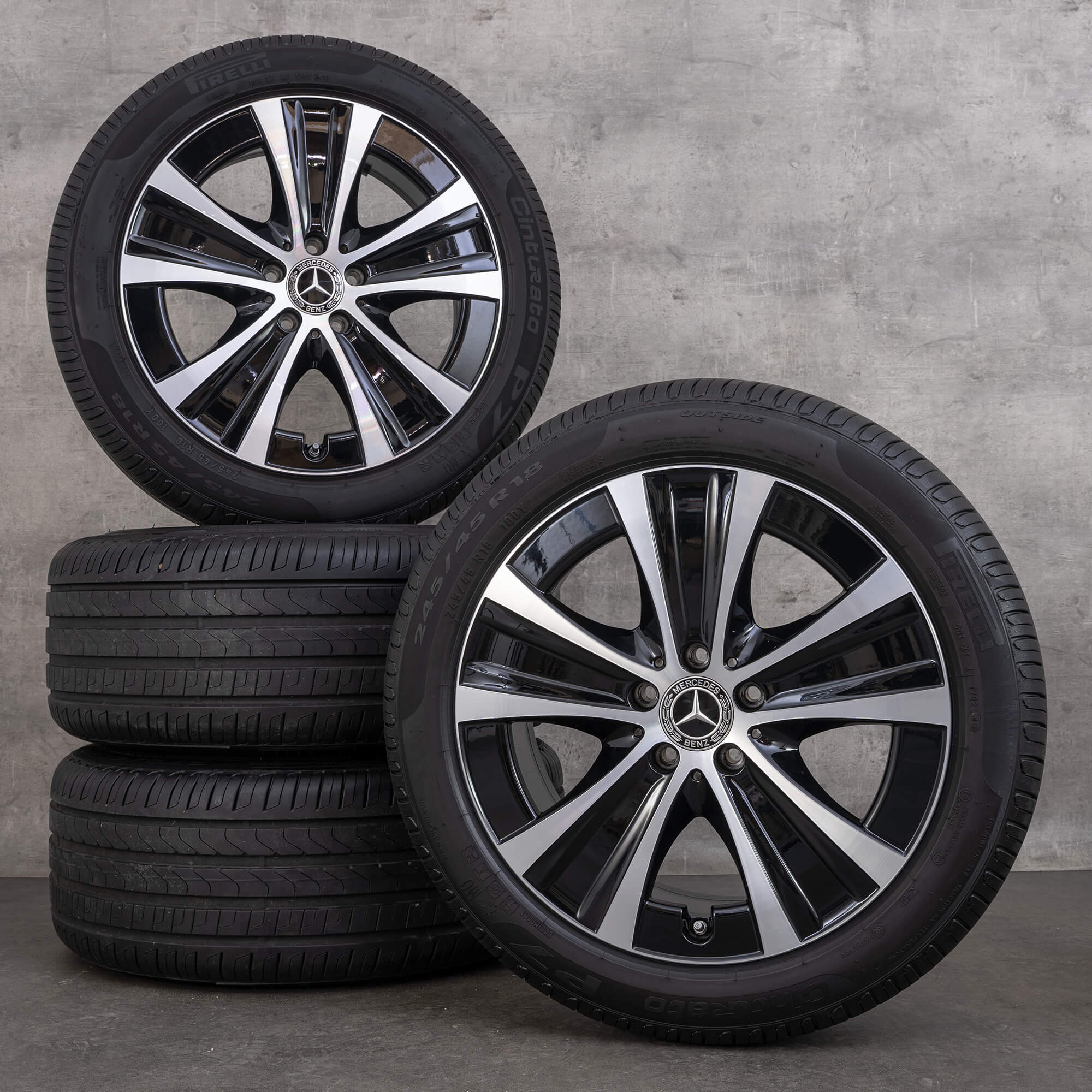 Llantas originales Mercedes Benz Clase E 18 pulgadas W213 S213 C238 A238 ruedas de verano A2134013700 negro brillante torneado