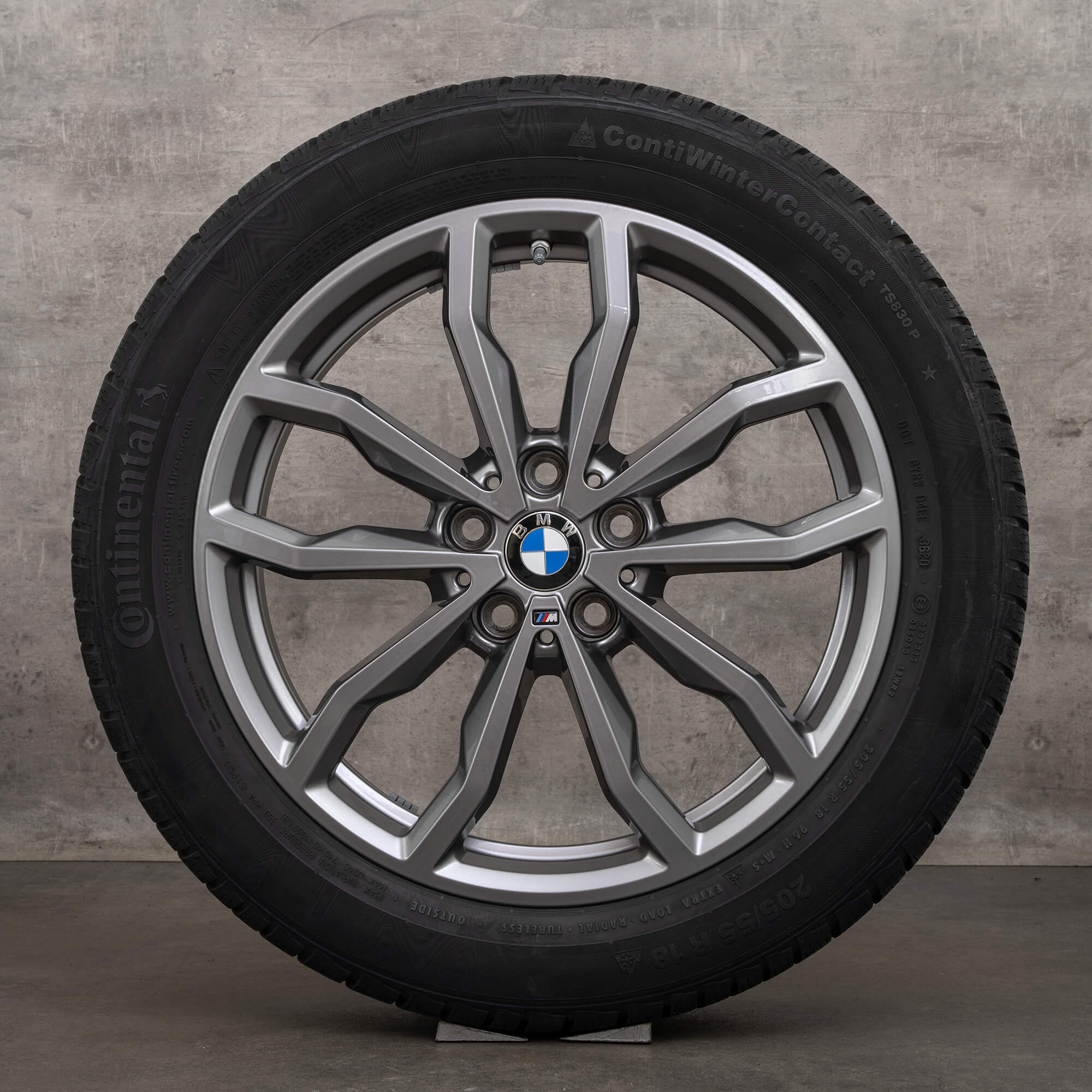 Originale BMW X1 X2 vinterhjul 18 tommer F48 F39 felger styling 771 M 6877550 jerngrå