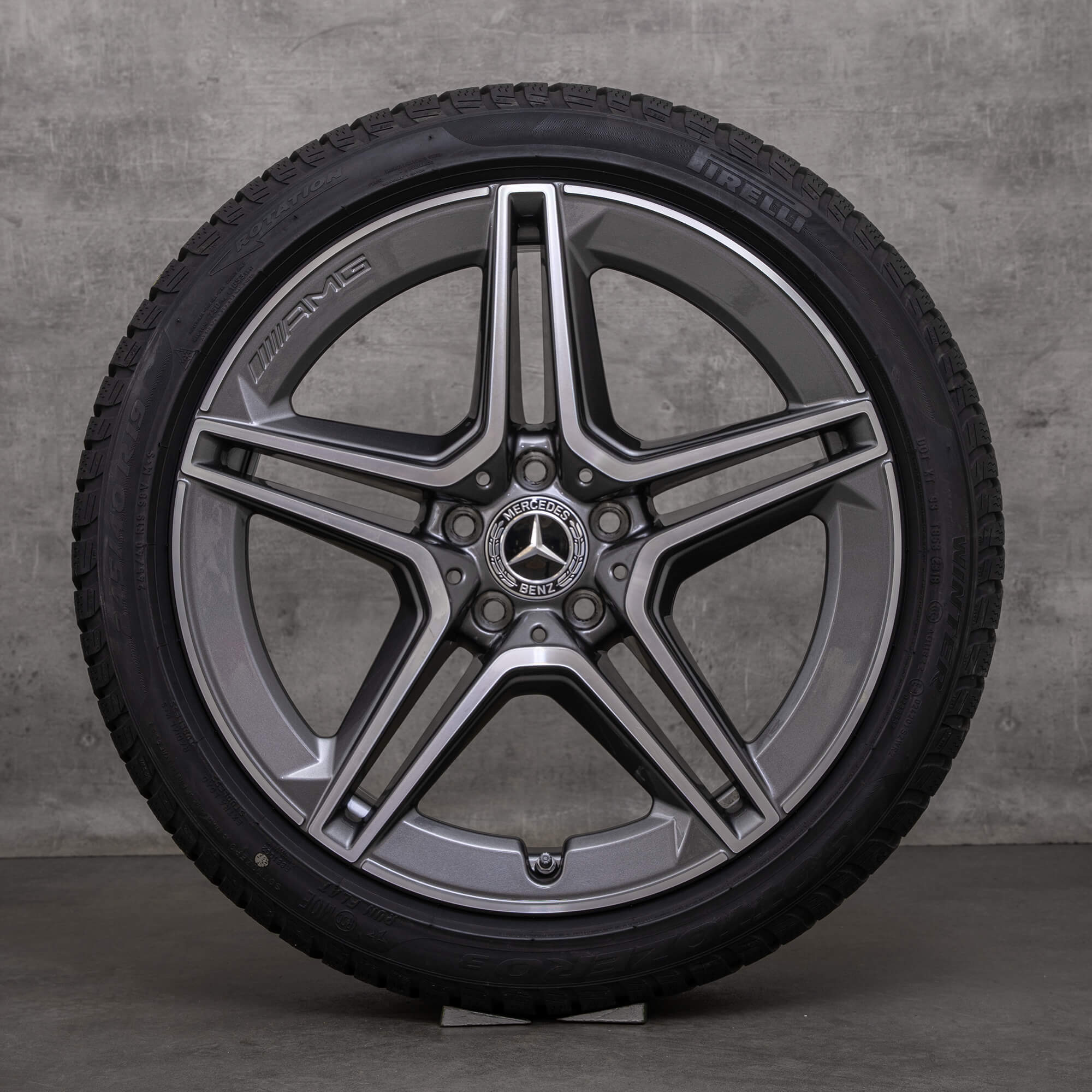 Original Mercedes Benz CLS AMG vinterhjul 19 tommer C257 fælge A2574011500 himalaya grå blank drejet