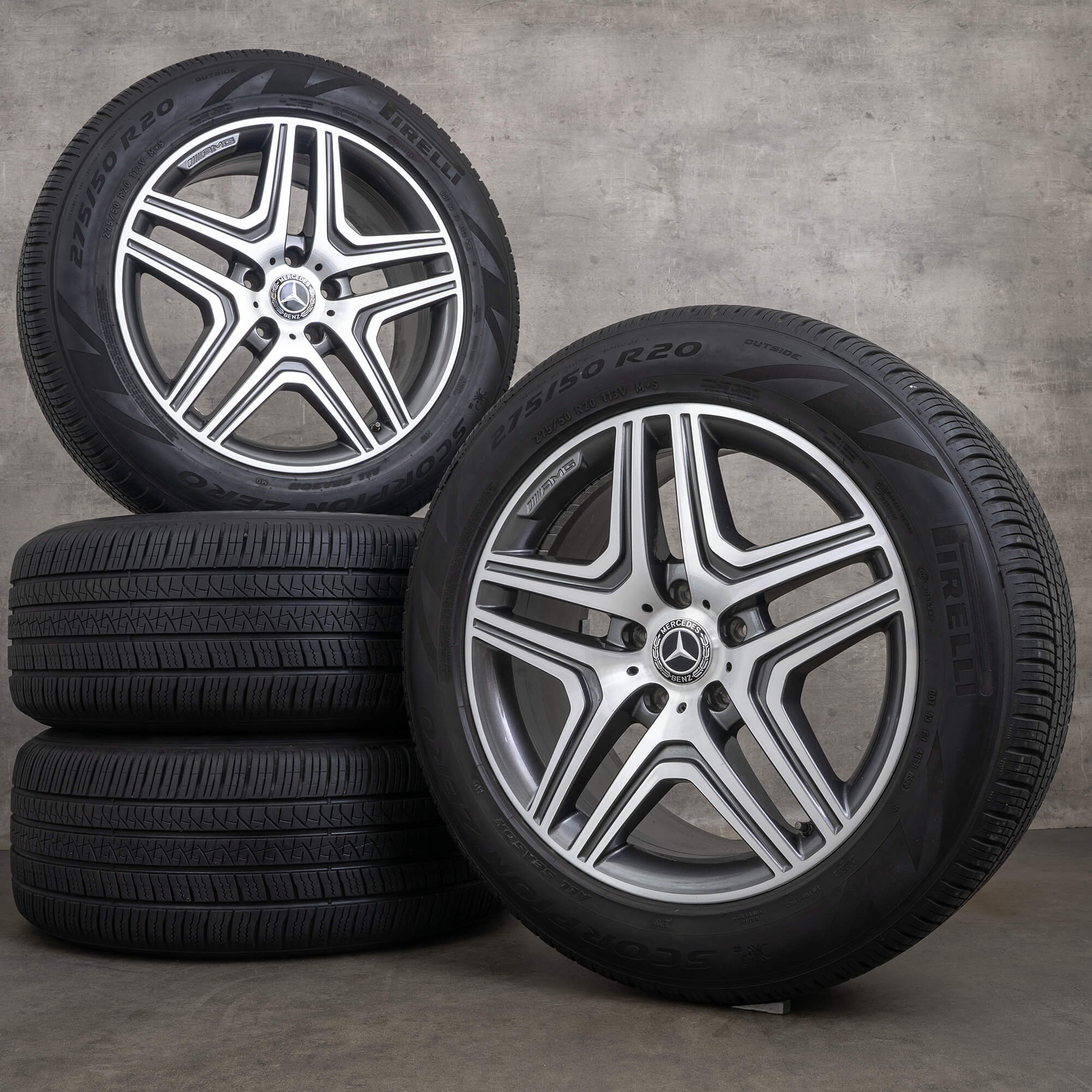 Alkuperäiset Mercedes-Benz G-sarjan G63 G65 AMG -talvirenkaat 20 tuumaa W463-vanteet A4634013002 himalaya grey diamond cut