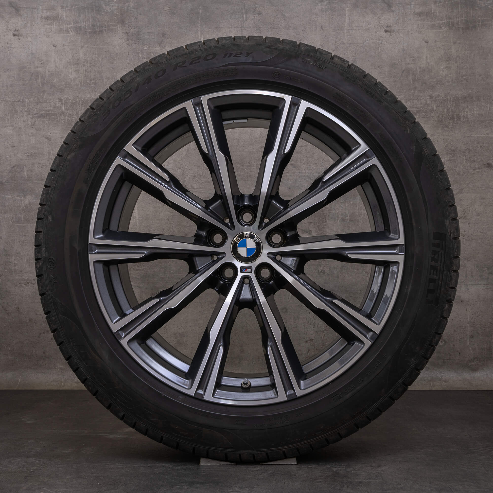 Oryginalne koła zimowe BMW X5 X6 20 cali G05 G06 felgi stylizacja 740 M 8071996 8071997 orbit szary polerowane