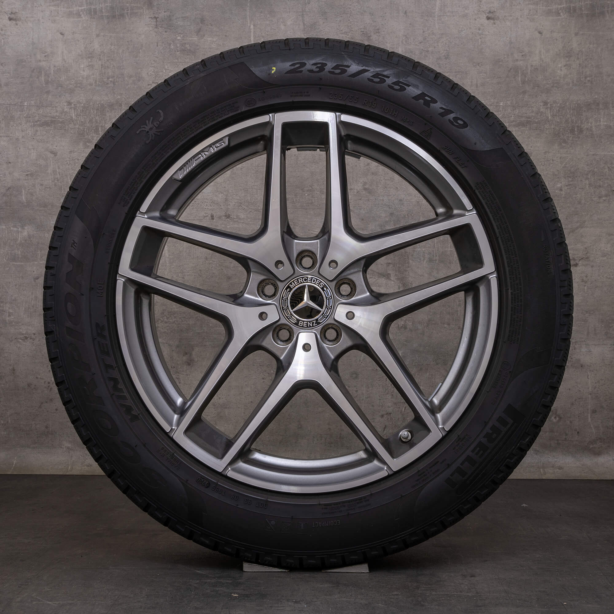 Alkuperäiset Mercedes Benz GLC & 43 AMG talvirenkaat 19 tuuman C253 X253 vanteet A2534011800 himalajanharmaa kiillotettu