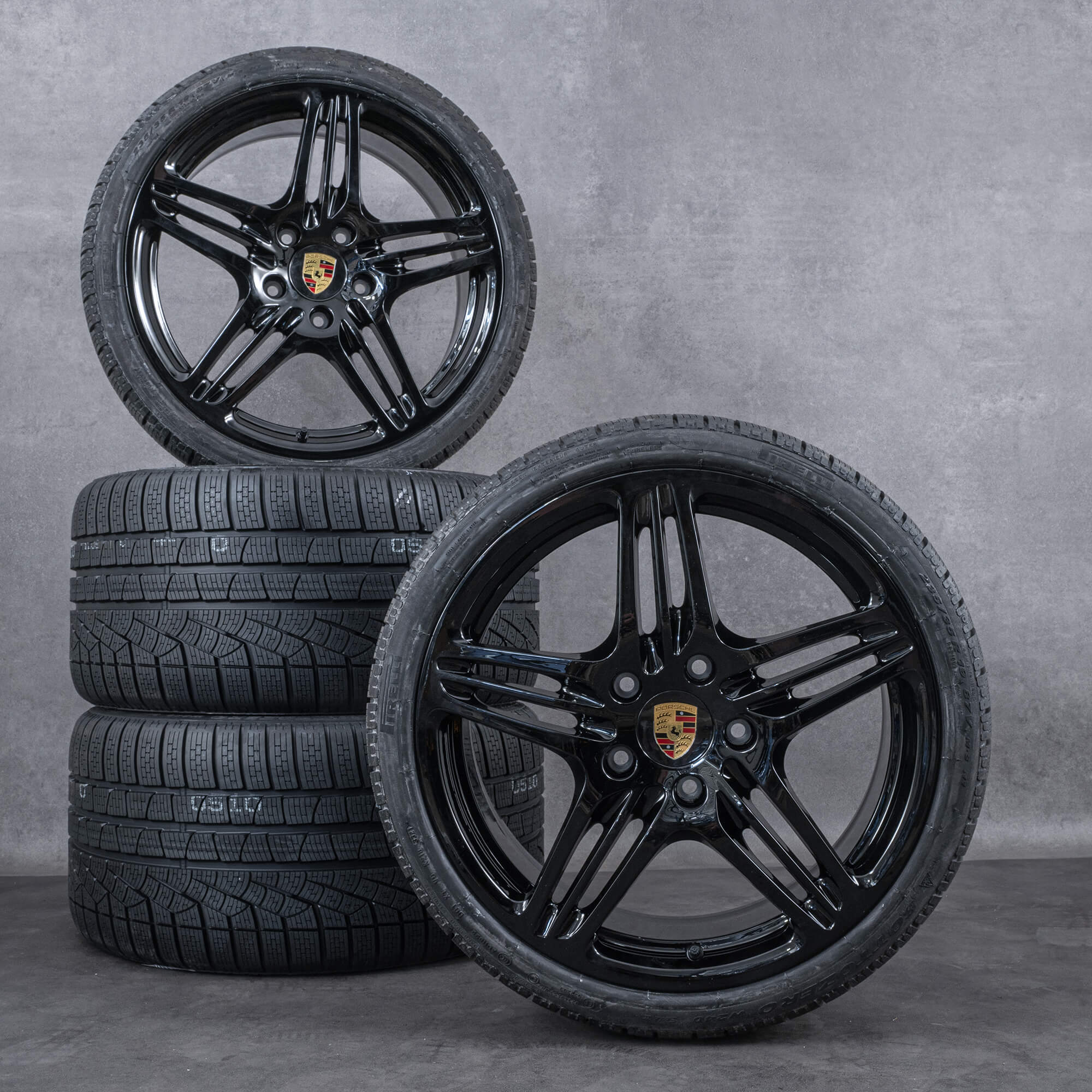 Original Porsche 997 Winterräder 19 Zoll Carrera C2 C4 Felgen 99736215602 99736216209 schwarz glanz