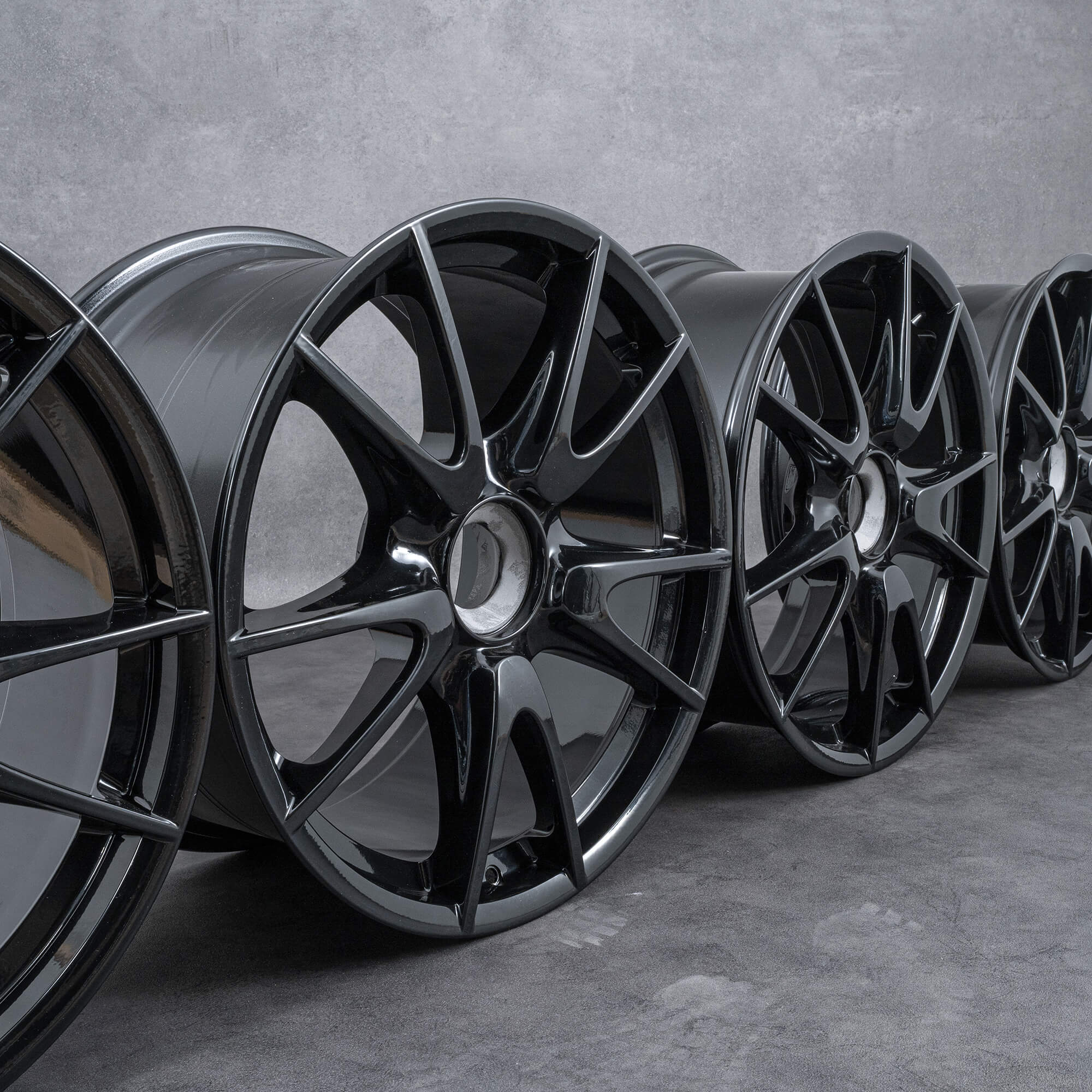 Original Porsche 911 19 Zoll 997 GT3 Felgen 99736215795 99736216590 Alufelgen Zentralverschluss schwarz hochglanz