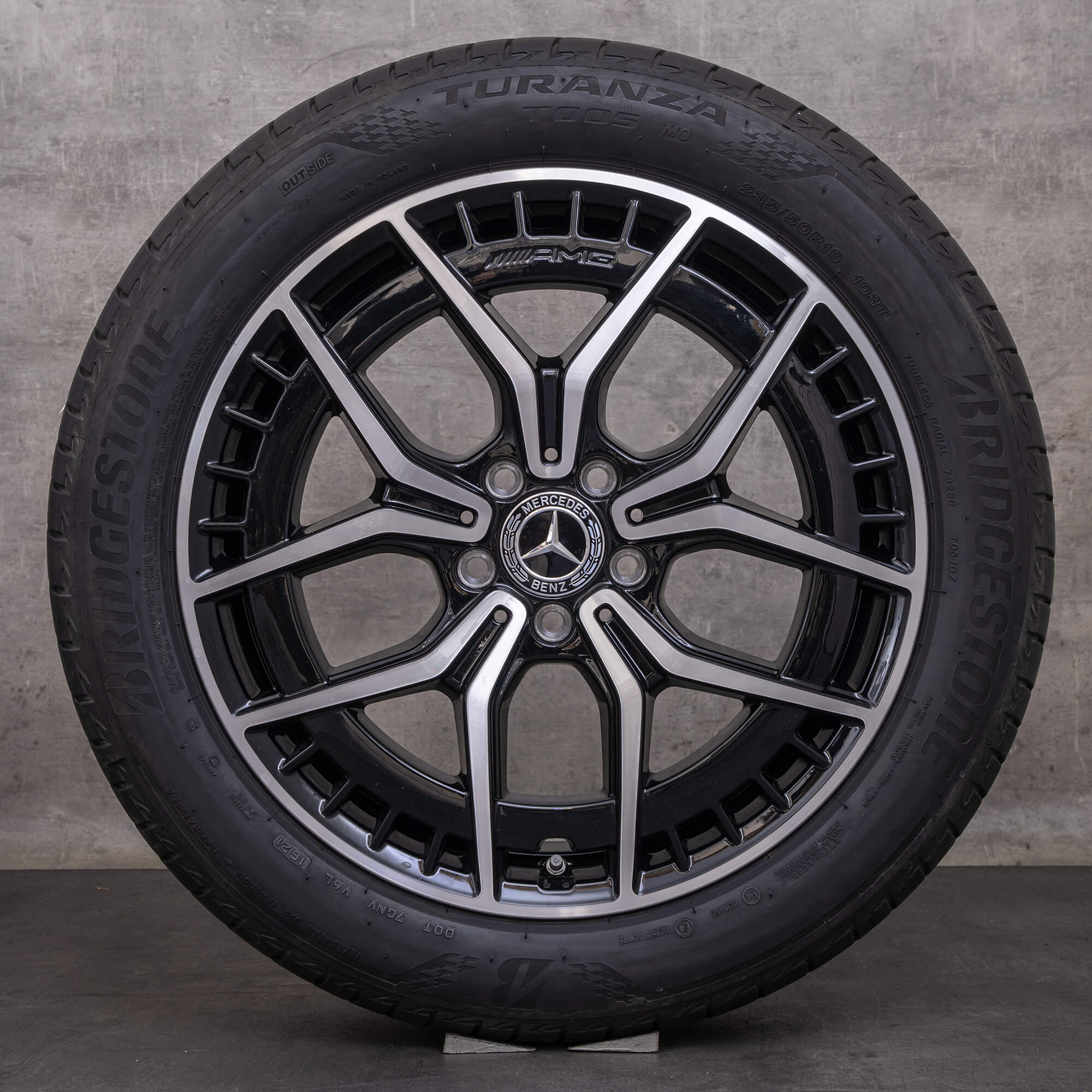 Oryginał Mercedes Benz EQA EQB AMG felgi 19 cali H243 X243 koła letnie A2434010500 czarne Polerowane