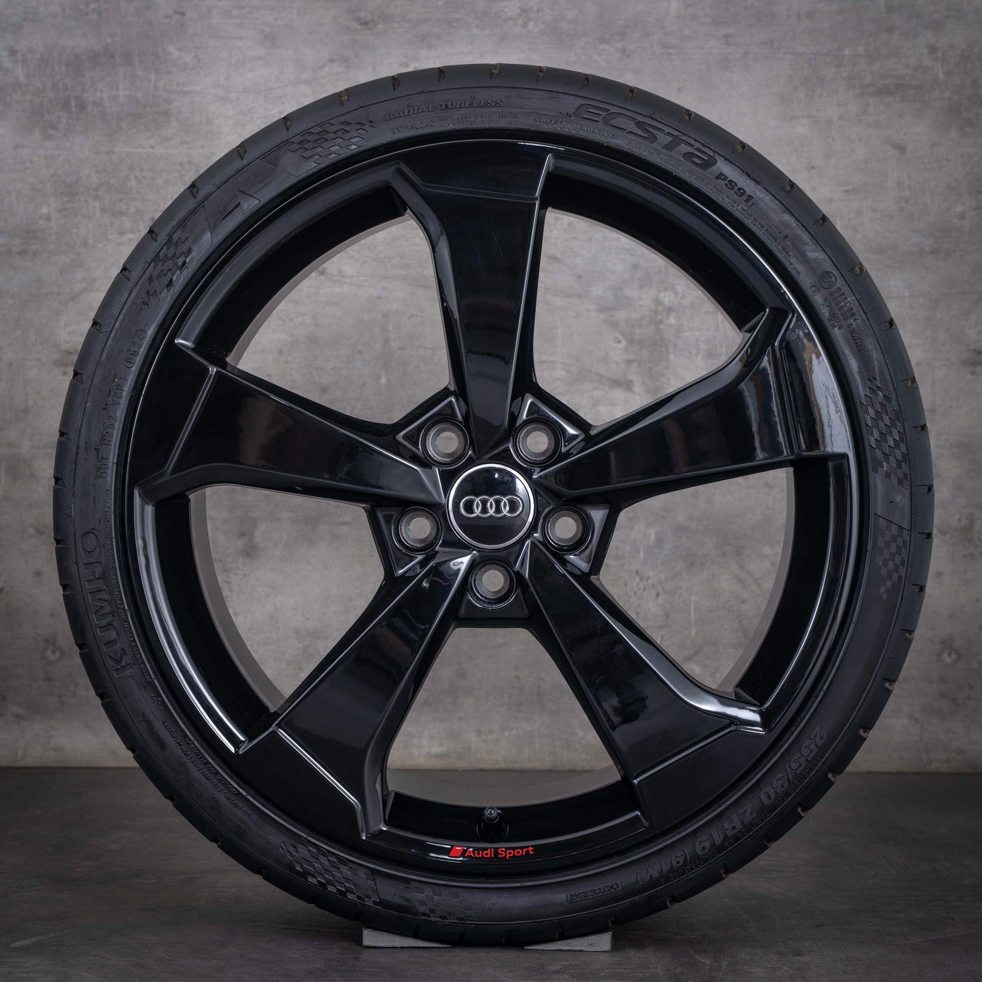 Oryginalne felgi Audi RS3 19 cali 8V RS – koła letnie Rotor 8V0601025FD 8V0601025FA, czarne z połyskiem