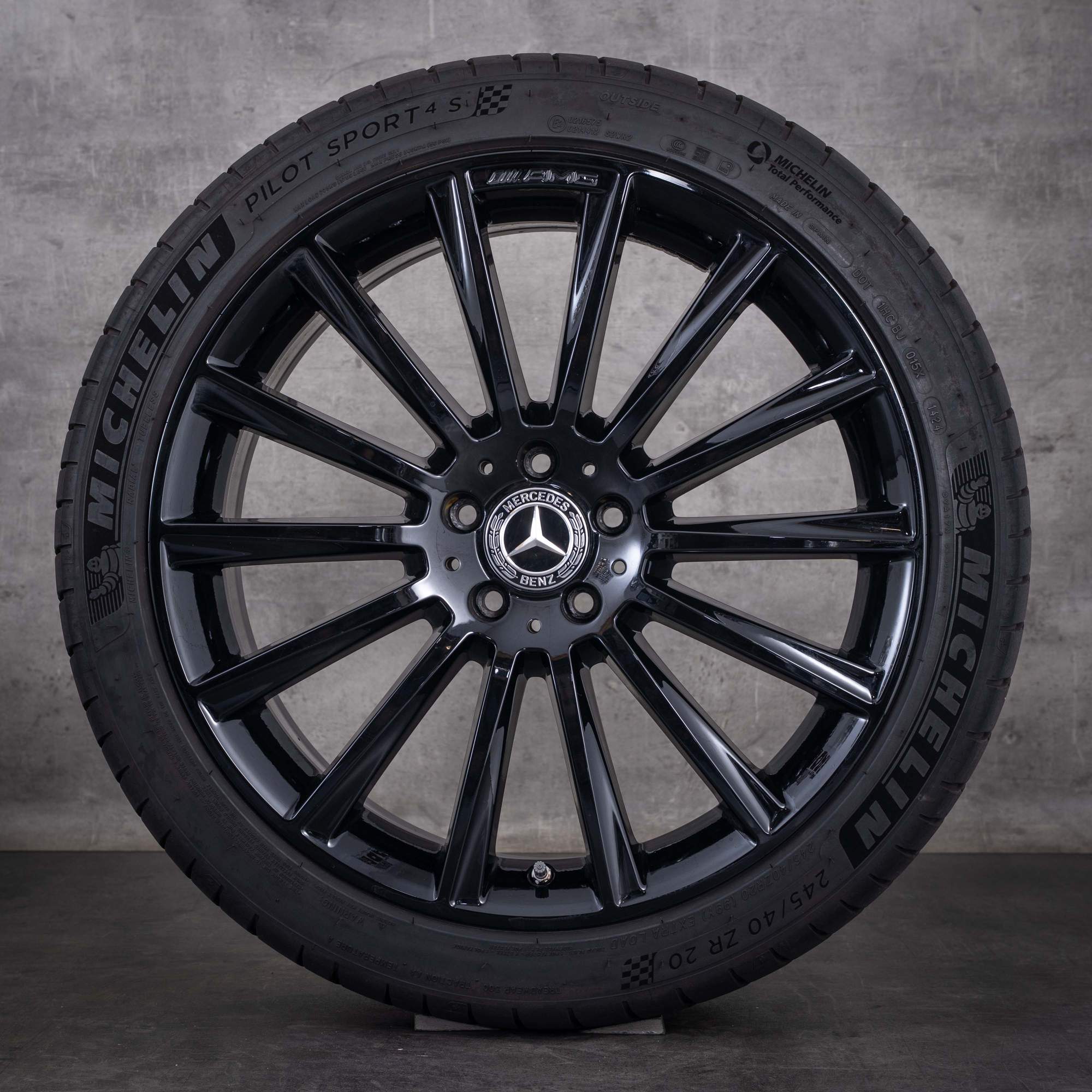 Original Mercedes S-Klasse AMG Felgen 20 Zoll W222 C217 A217 Sommerräder A2224010400 A2224010500 schwarz glanz