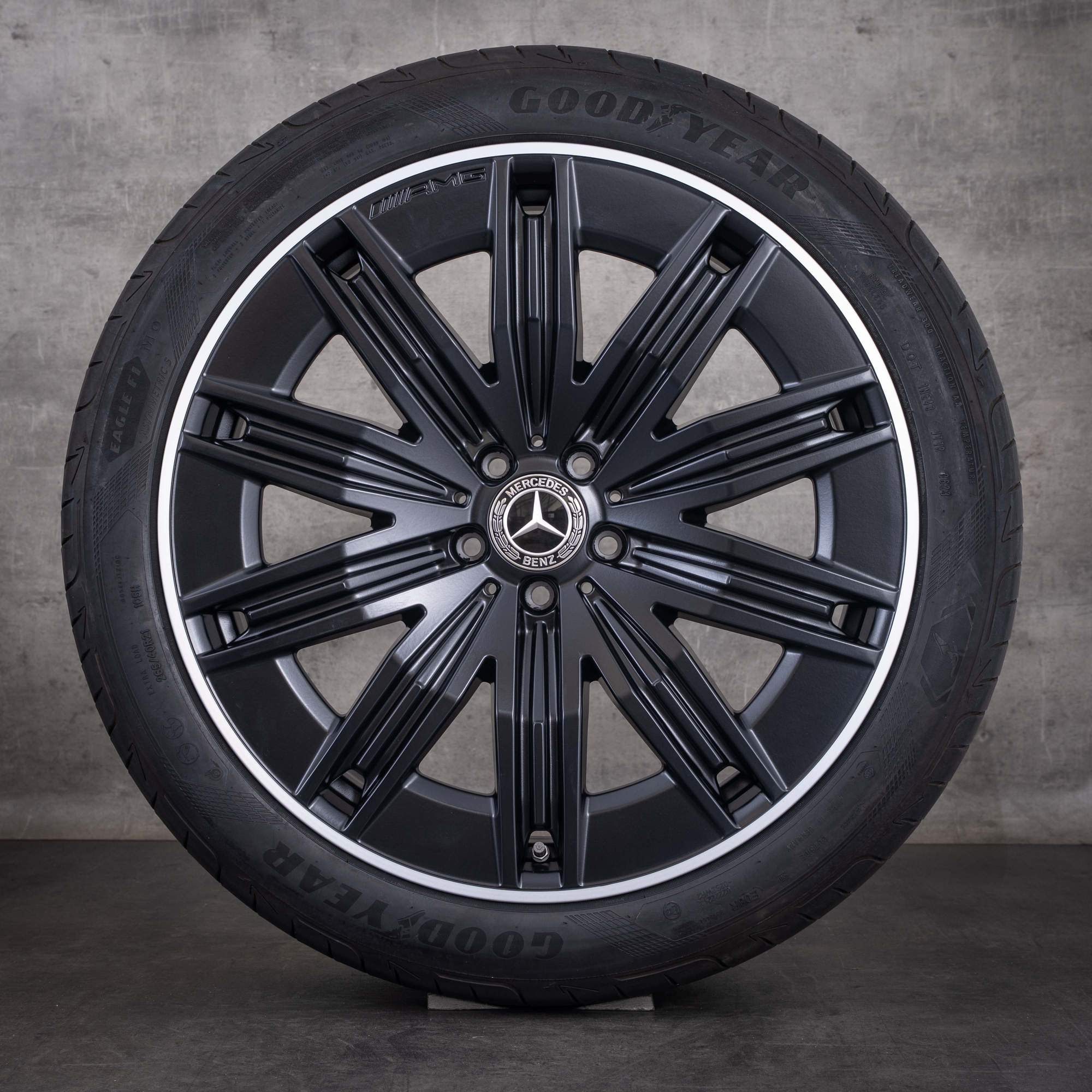 Original Mercedes Benz EQE AMG Felgen 21 Zoll SUV X294 Sommerräder A2944011200 schwarz matt rand glanzgedreht