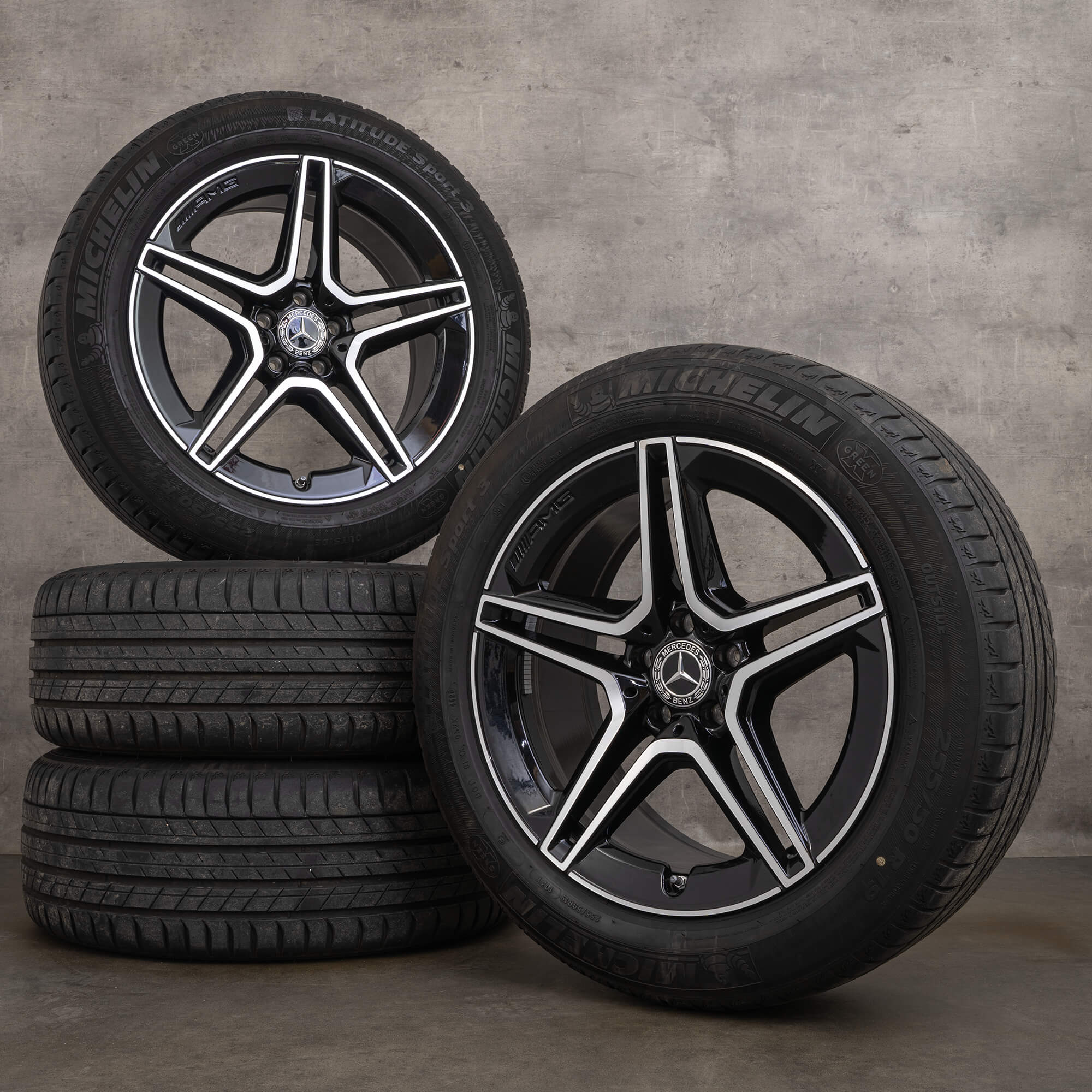 Alkuperäiset Mercedes-Benz GLC 43 AMG -talvirenkaat 19 tuumaa C253-vanteet A2534015300 A2534015400 diamond cut musta