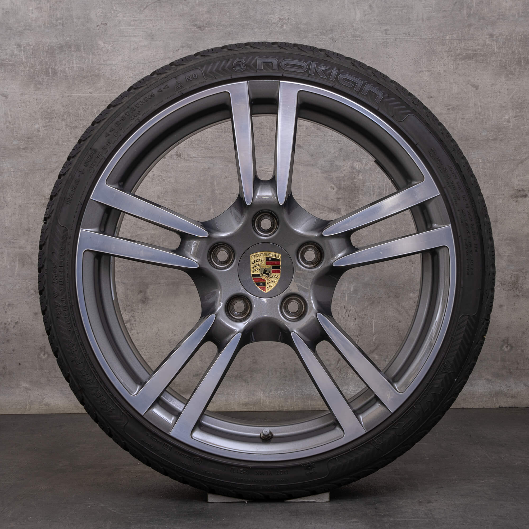 Original Porsche 997 Felgen 19 Zoll Turbo S Sommerräder 99736215605 99736216202 titan glanzgedreht
