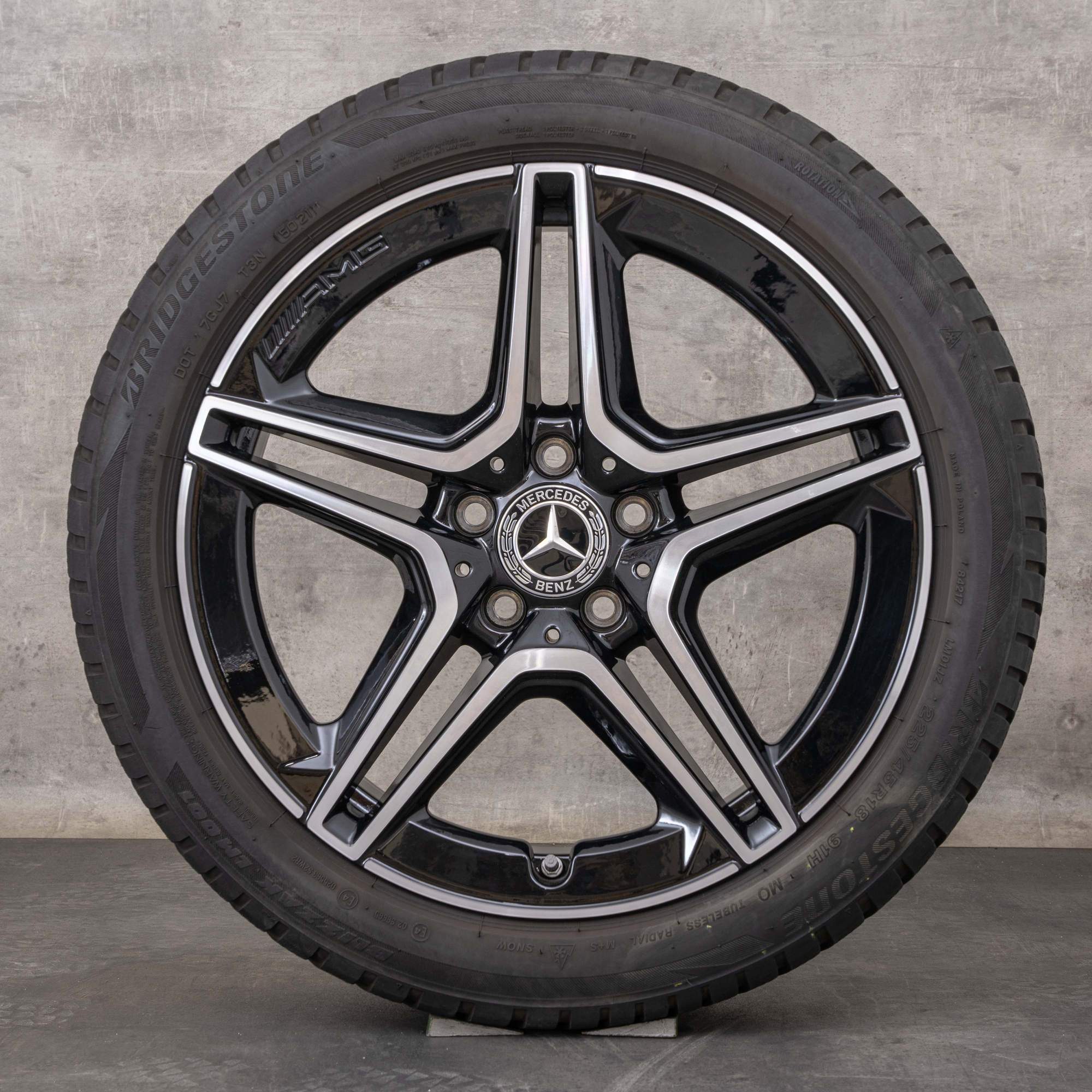 Oryginał Mercedes Benz Klasa B CLA AMG koła zimowe 18 cali W177 V177 W247 X118 C118 Felgi A1774011500 czarne Polerowane