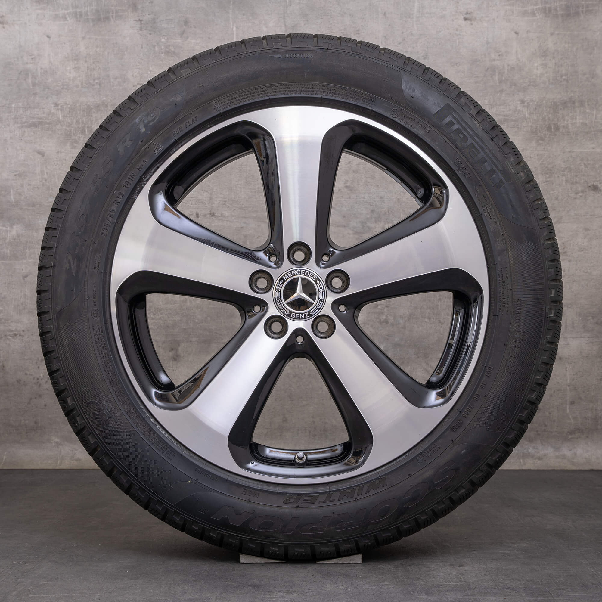 Orijinal Mercedes Benz GLC & 43 AMG Winterrder 19 inç X253 C253 jantlar A2534011000 siyah parlak tornalanmış