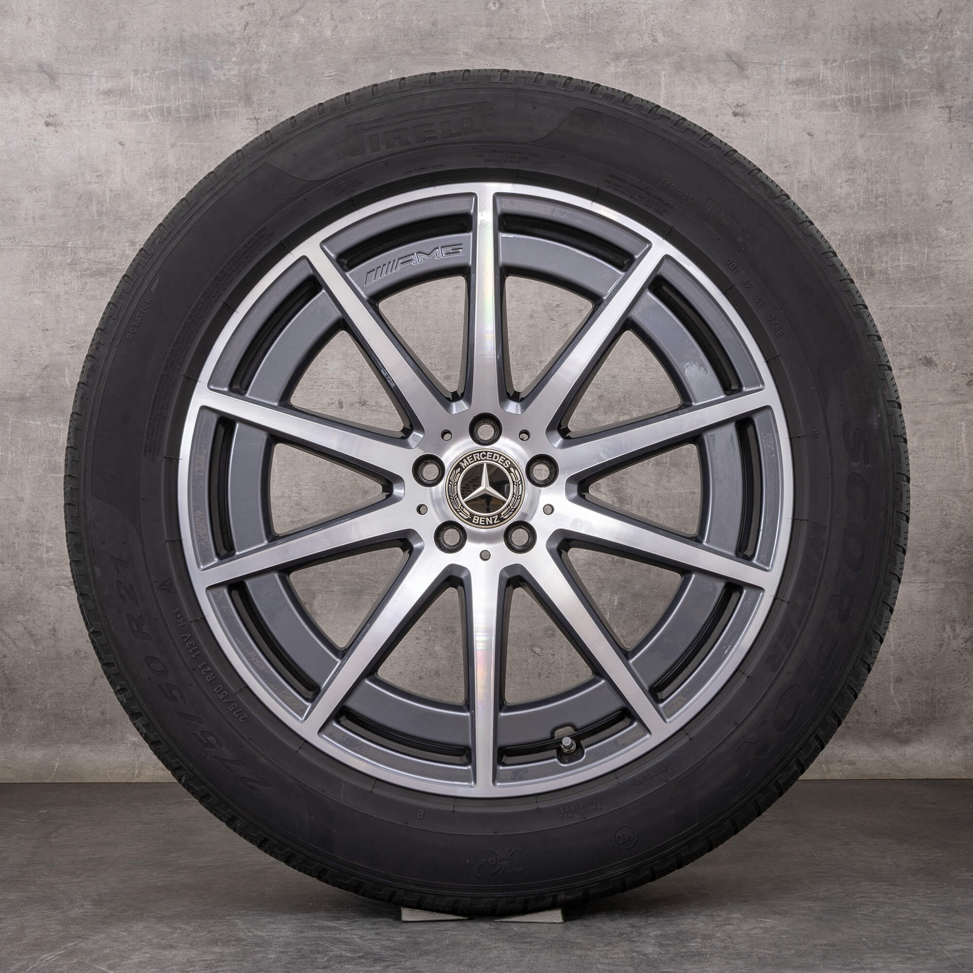 OEM Mercedes Benz GLS 63 AMG snow tire packages 21 inch X167 rims A1674018100 A1674019400 himalaya grey glossy turned