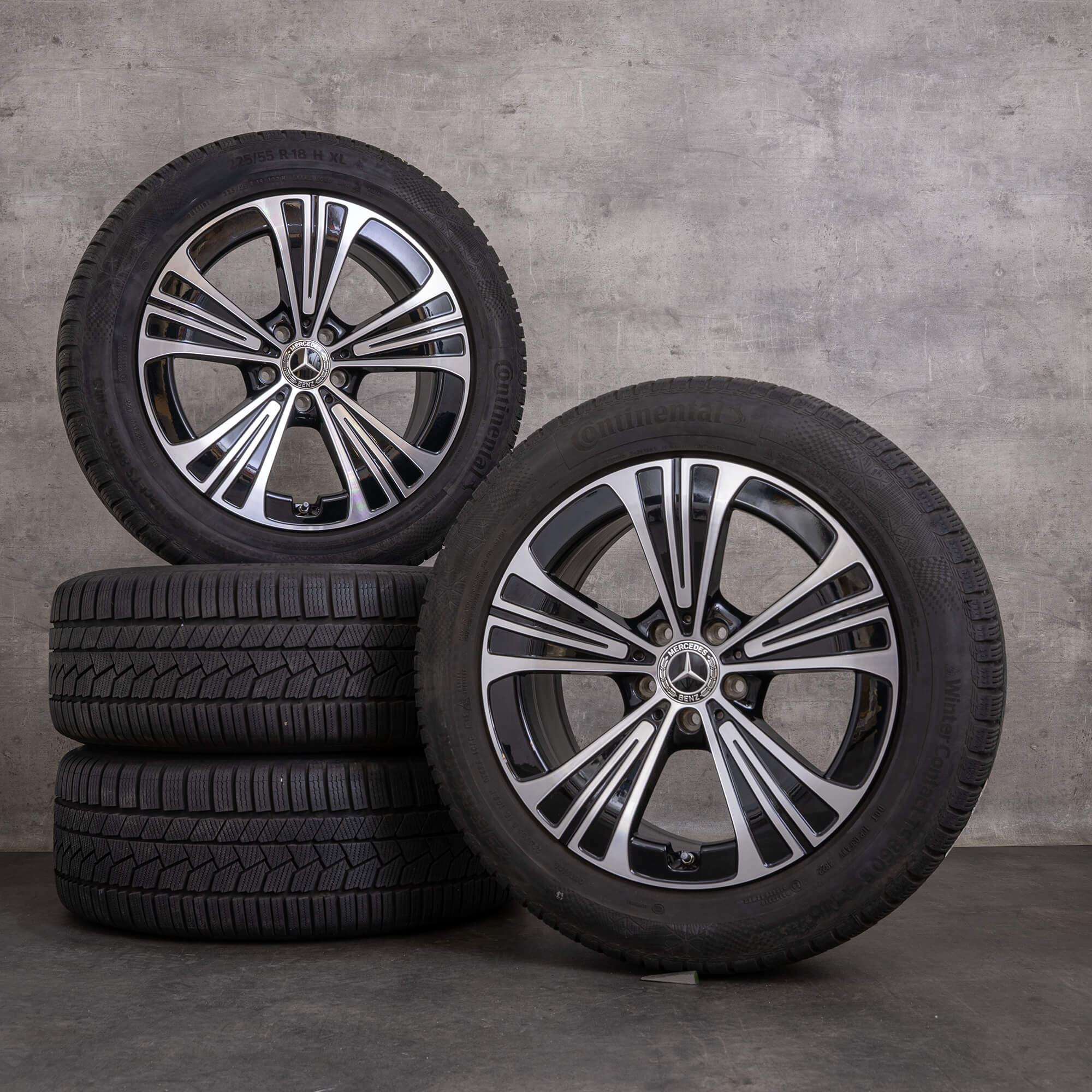Alkuperäiset Mercedes Benz E-sarjan talvirenkaat 18 tuuman W214 S214 vanteet A2144012200 musta Kiillotettu