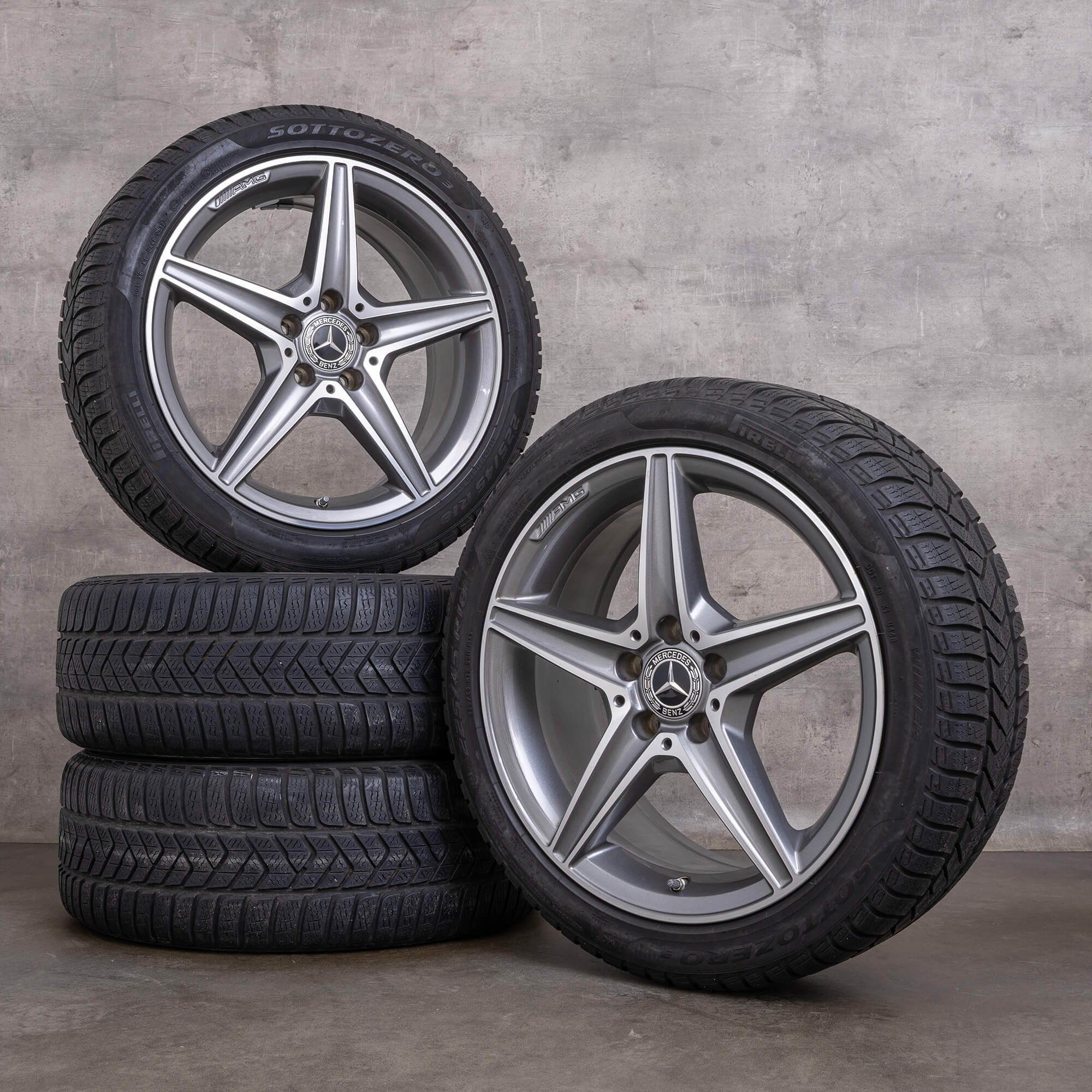 Genuine Mercedes Benz Classe C AMG inverno ruote 18 pollici W205 S205 C205 A205 cerchi A2054011100 himalaya grigio lucido tornito