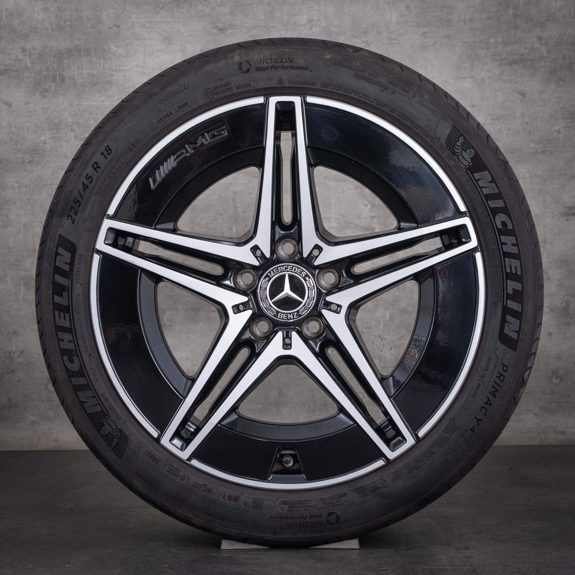 Jante originale Mercedes-Benz Clasa C AMG de iarnă 18 inci W206 S206 coduri A2064011700 A2064011800 negre cu suprafața frontală diamantată