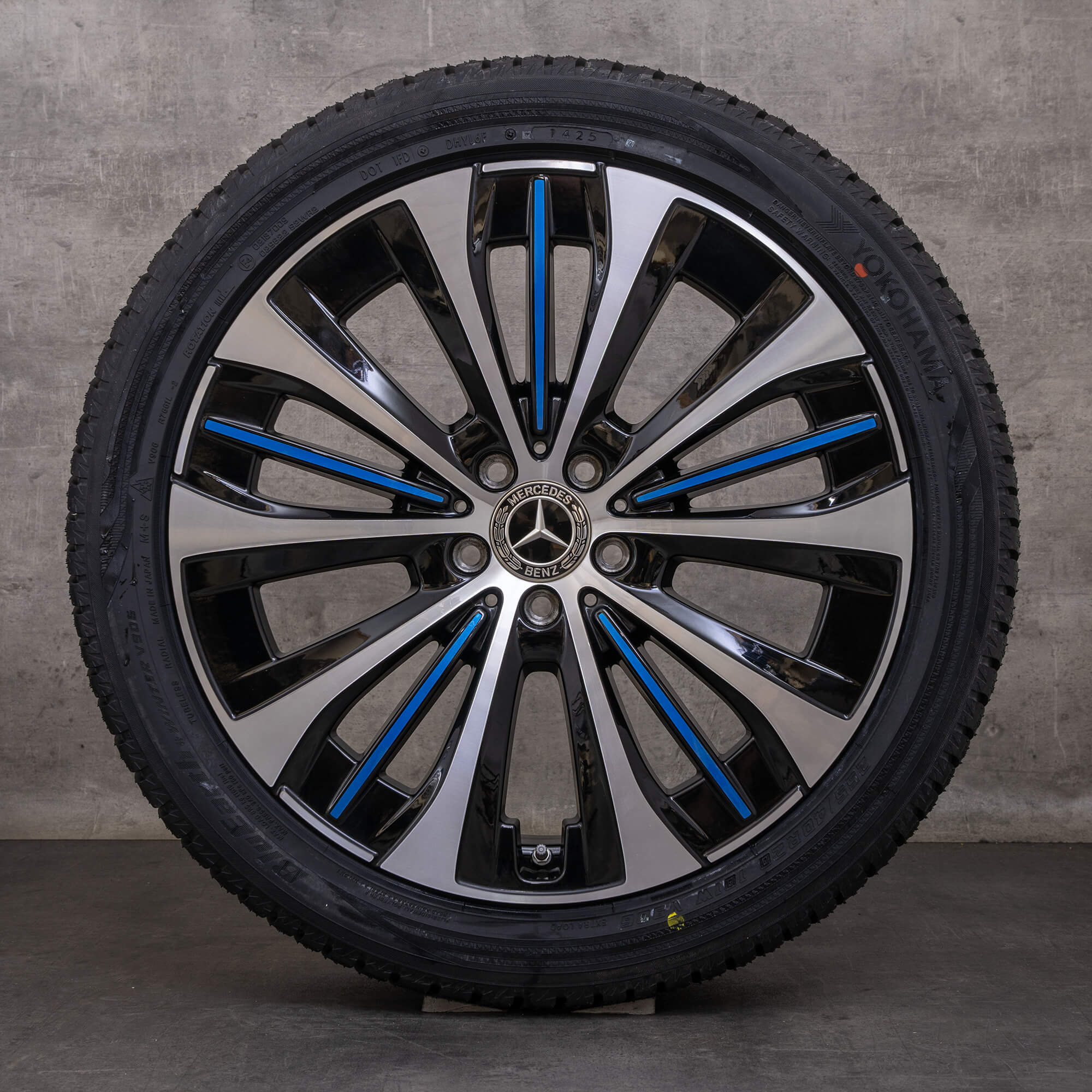 Orijinal Mercedes Benz EQE kış jant lastik 20 inç V295 sedan jantlar A2954011800 siyah mavi parlak tornalı