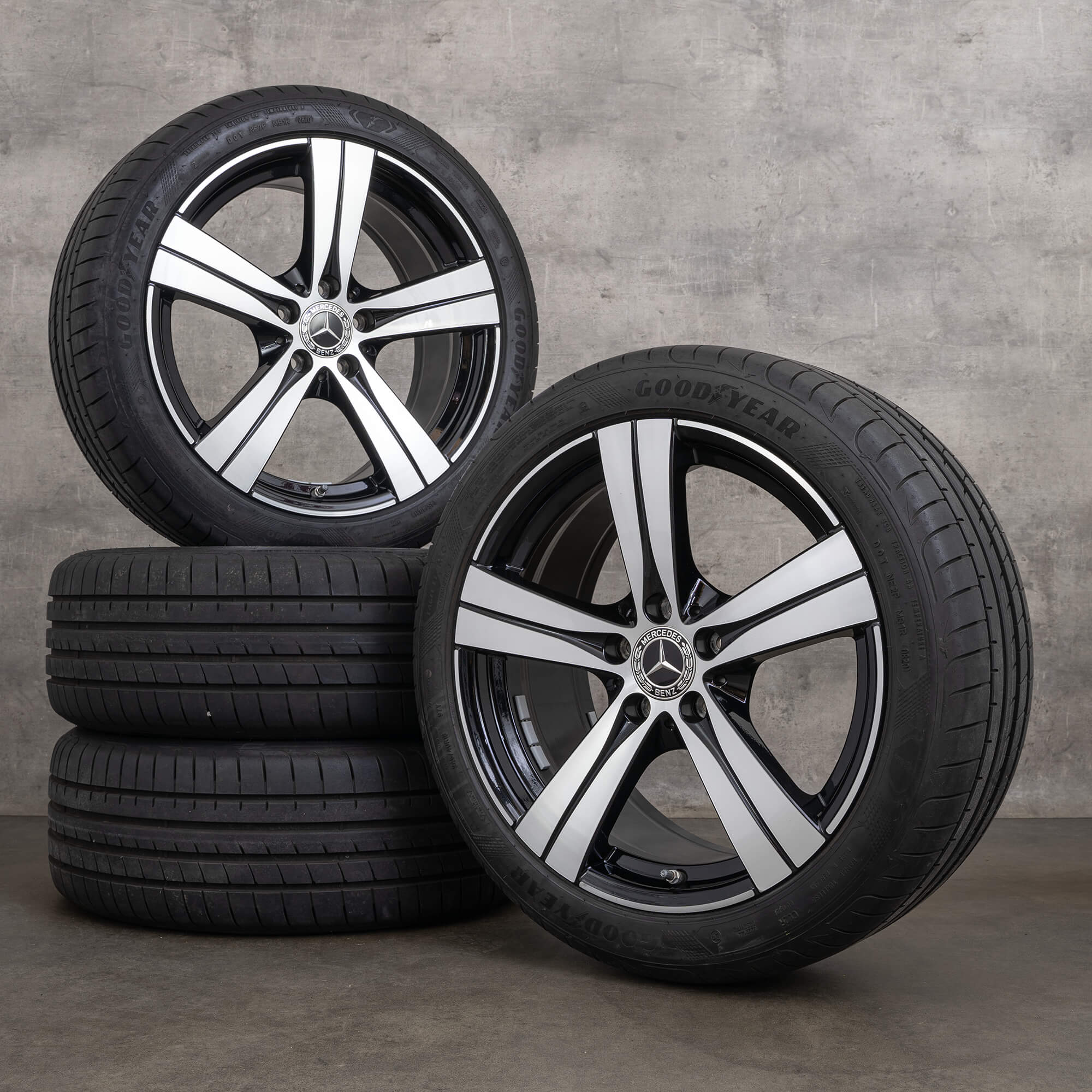 Llantas originales Mercedes Benz Clase C 18 pulgadas W206 S206 ruedas de verano A2064014700 A2064014800 negro brillante