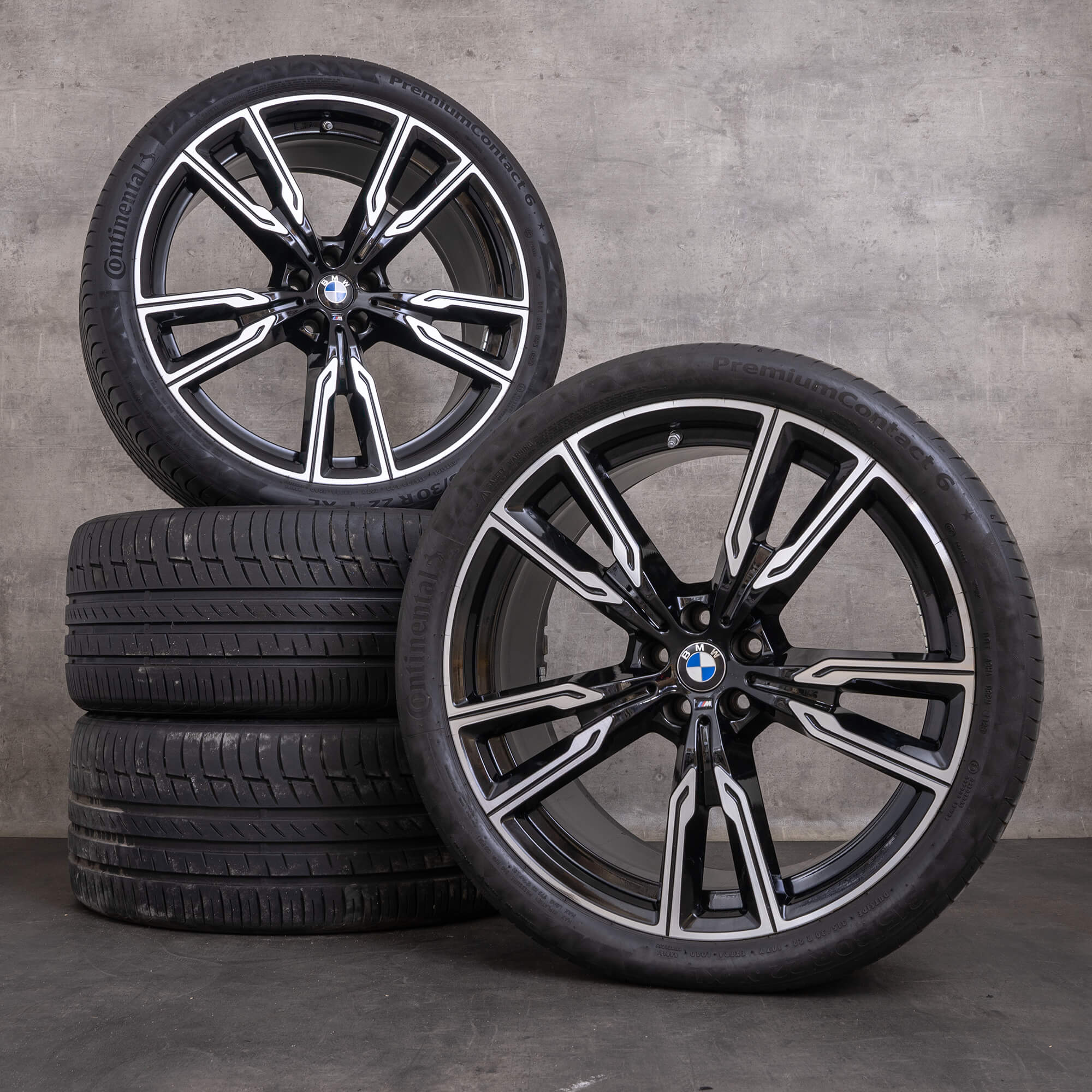 Originais BMW X5 X6 jantes e pneus inverno 22 polegadas G05 G06 747 M 6856025 6856026 preto brilhante virado