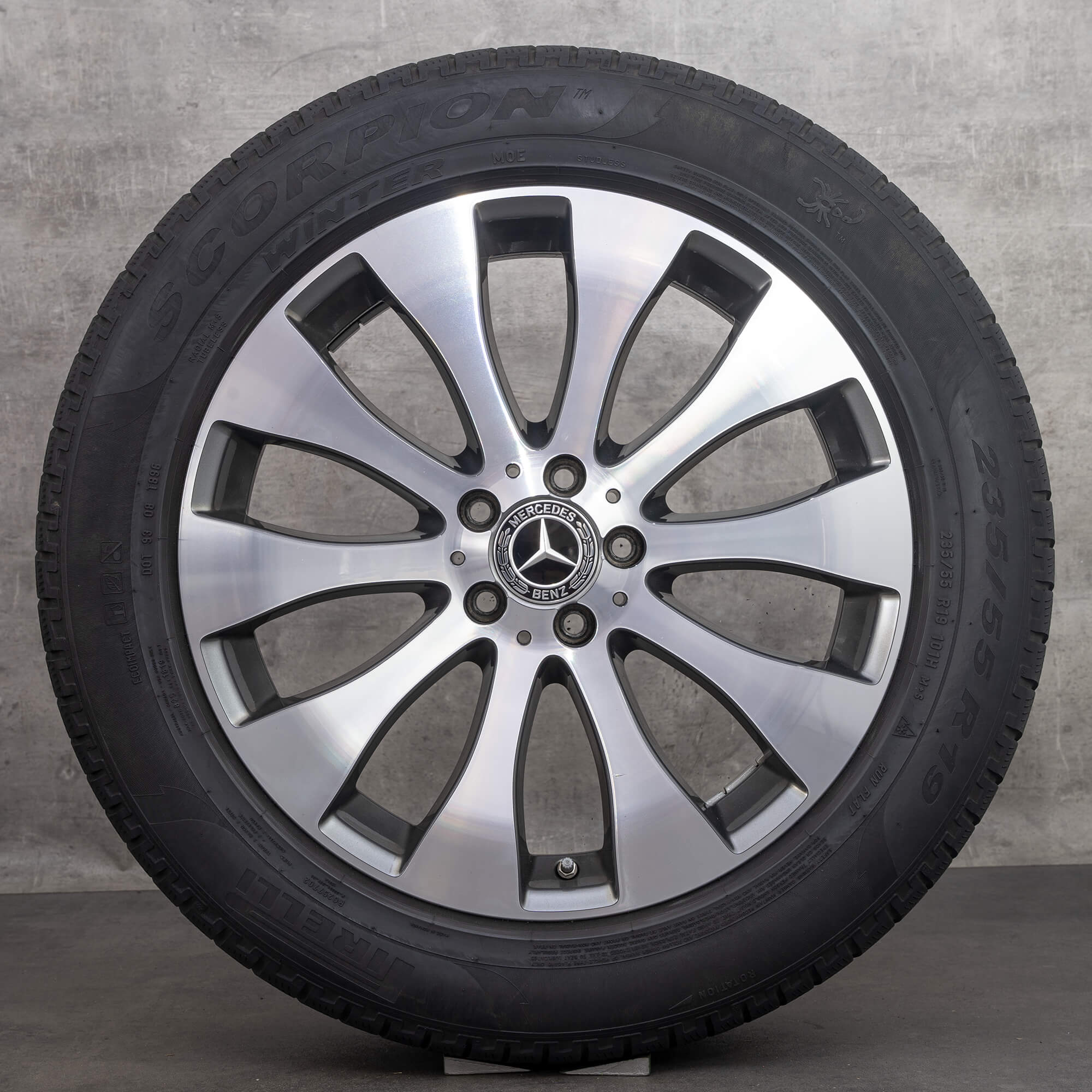 Oryginał Mercedes Benz GLC & 43 koła zimowe 19 cali X253 C253 felgi A2534012200 himalaya szary polerowane