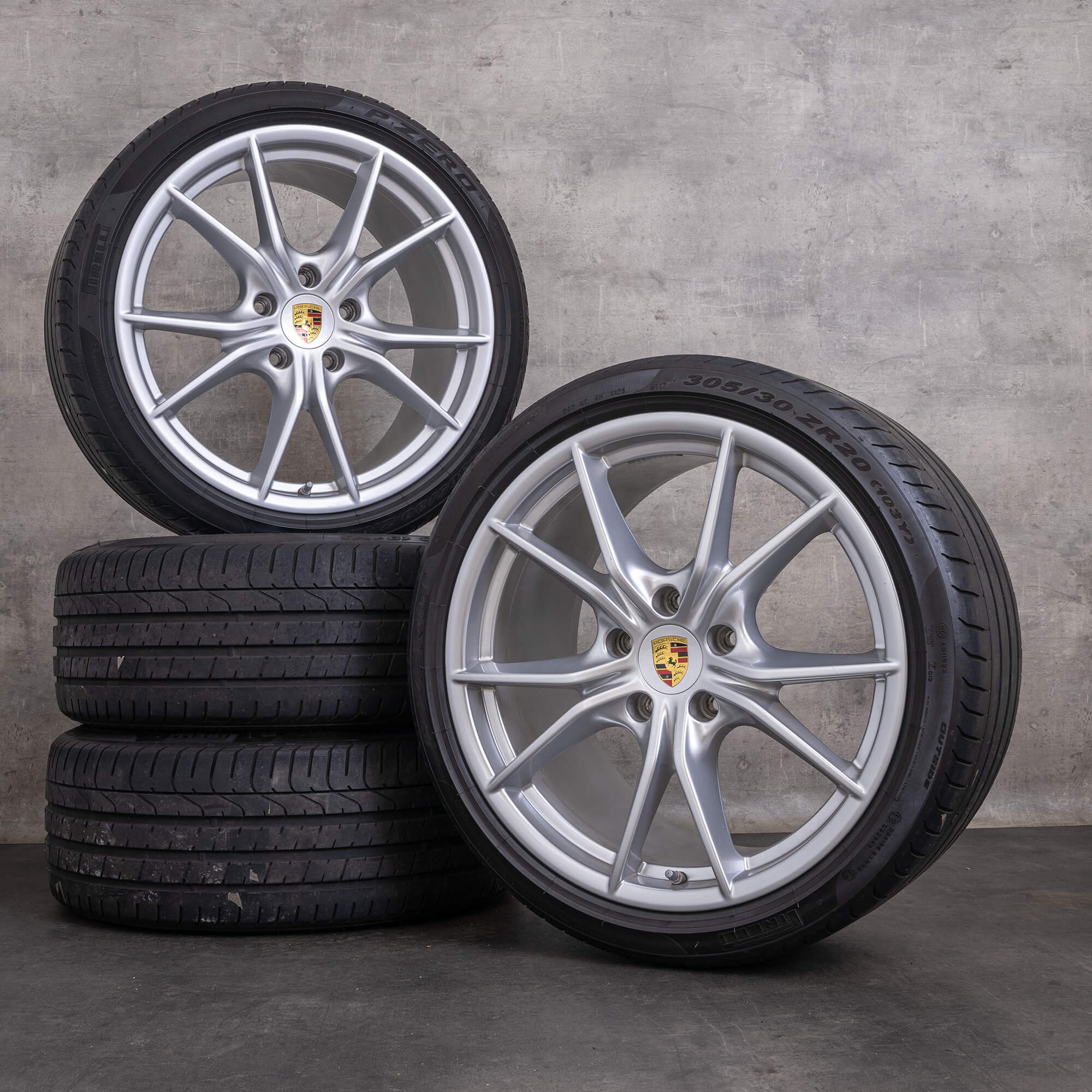 OEM Porsche 911 Rims 20 inch 991 II Carrera summer wheels 99136271000 9913627600 silver glossy