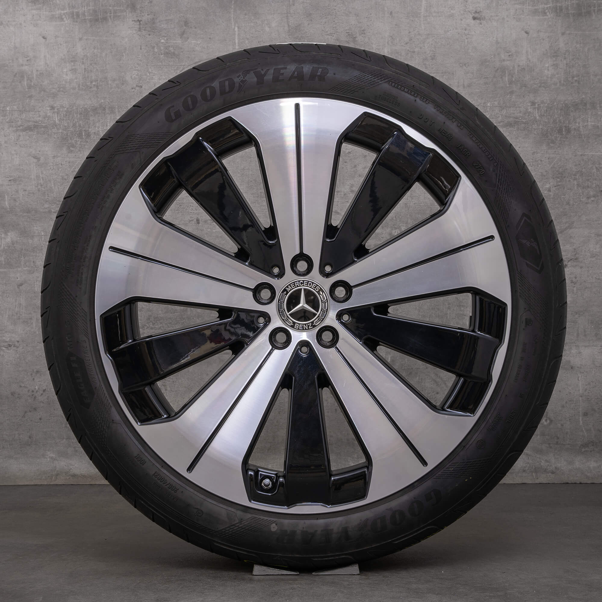 Alkuperäiset Mercedes Benz EQE vanteet 21 tuuman X294 kesäpyörät A2974011000 musta kiillotettu sorvattu