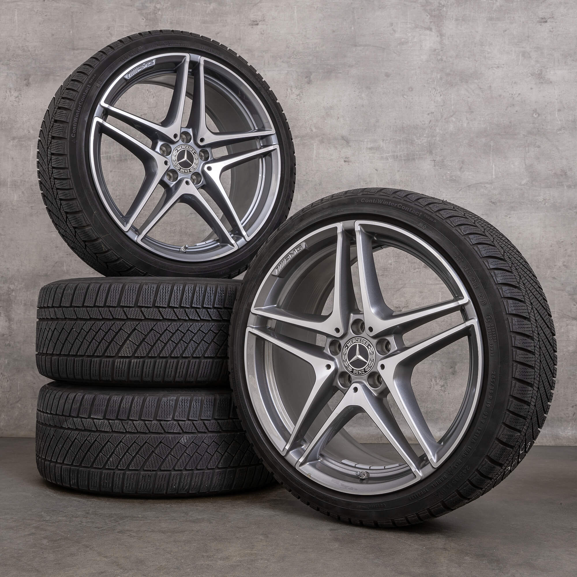 Genuine AMG Mercedes Benz Clase C C63 & S llantas de invierno 19 pulgadas W205 S205 A2054011900 A2054013600 gris himalaya torneado brillante