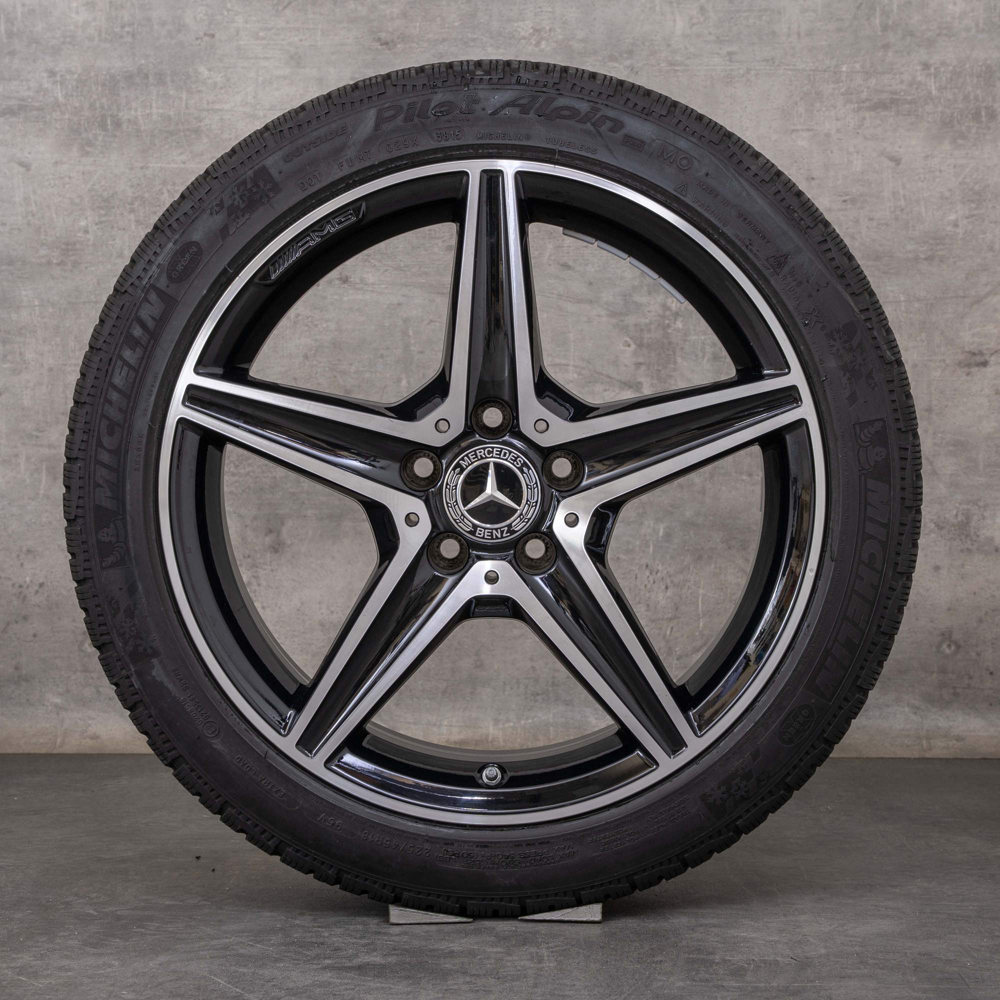 Alkuperäiset Mercedes Benz C-sarjan AMG C43 C450 Sport talvirenkaat 18 tuuman W205 S205 C205 A205 vanteet A2054014800 A2054011100 musta Kiillotettu