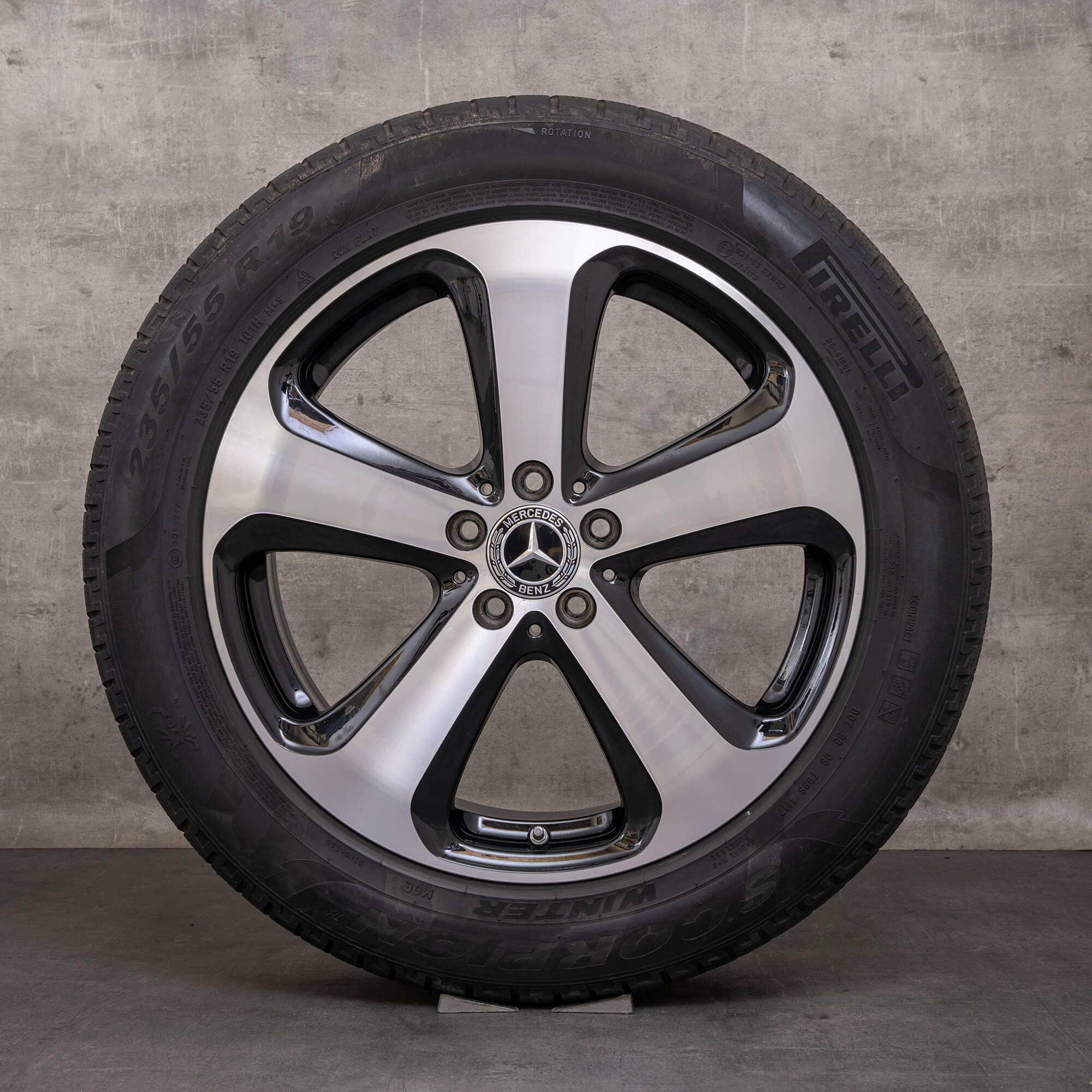 Orijinal Mercedes Benz GLC & 43 Winterrder 19 inç X253 C253 jantlar A2534011000 siyah parlak tornalanmış