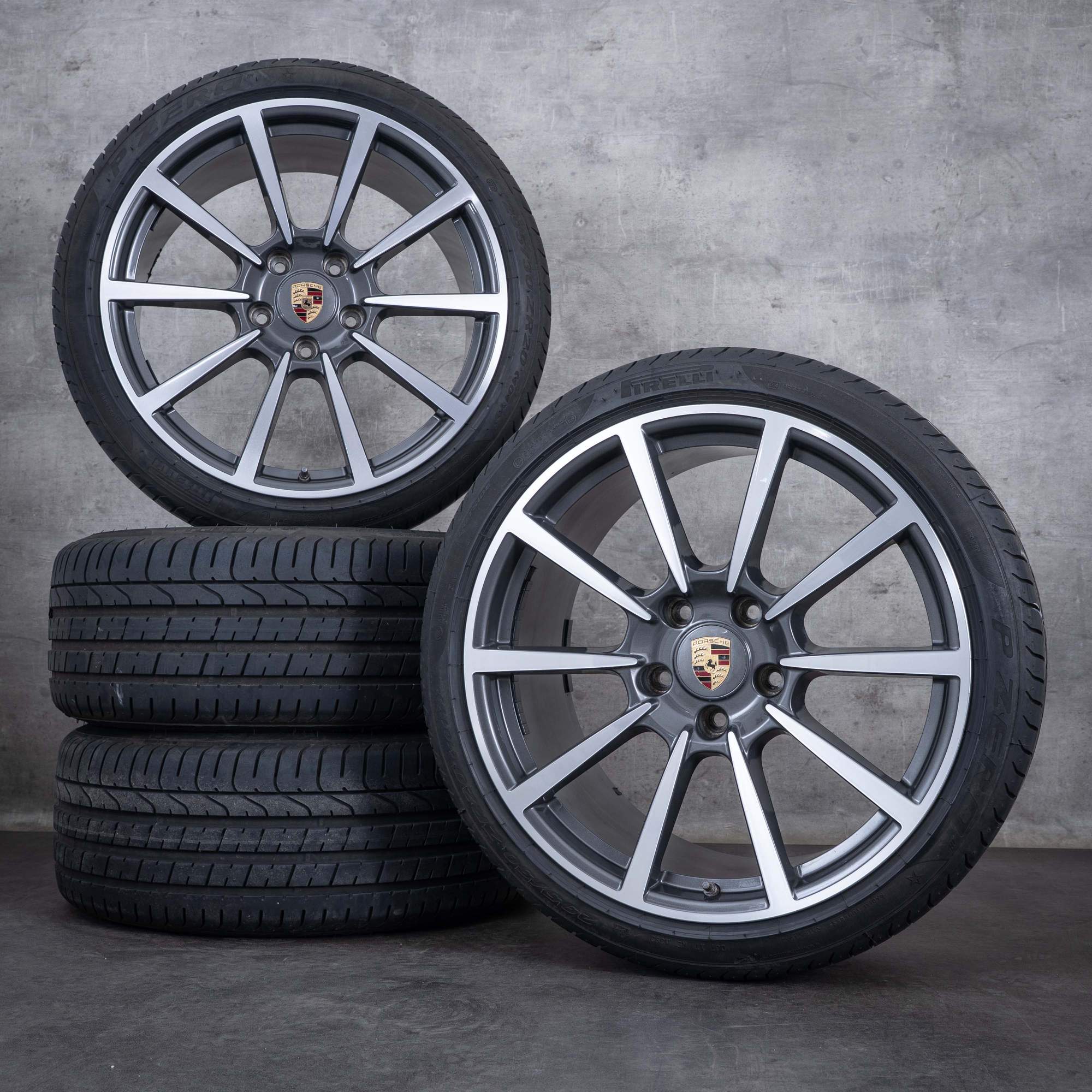 Alkuperäiset Porsche 991 I vanteet 20 tuuman Carrera & S kesäpyörät 99136216130 99136216630 titaanikiillotettu titaani