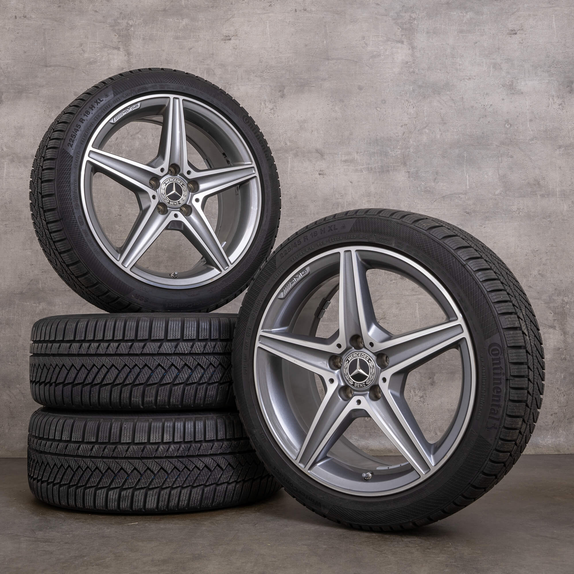 Genuine Mercedes Benz Classe C AMG inverno ruote 18 pollici W205 S205 C205 A205 cerchi A2054011100 himalaya grigio lucido tornito