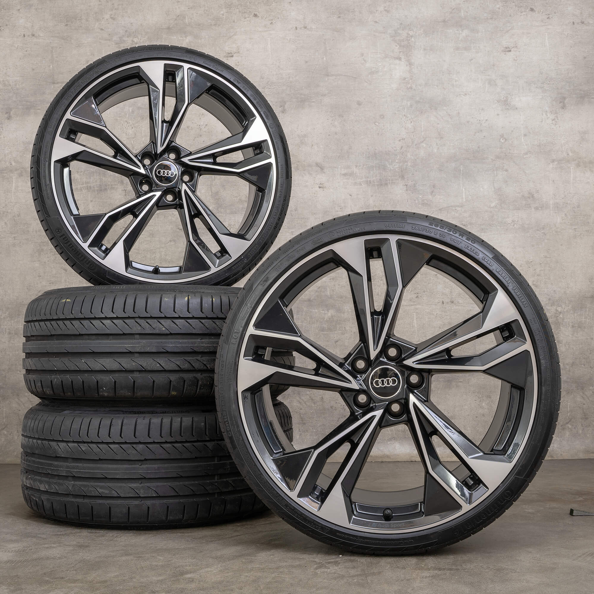 OEM Audi A5 S5 F5 8W B9 20 inch summer tires 8W0601025EQ rims black glossy turned