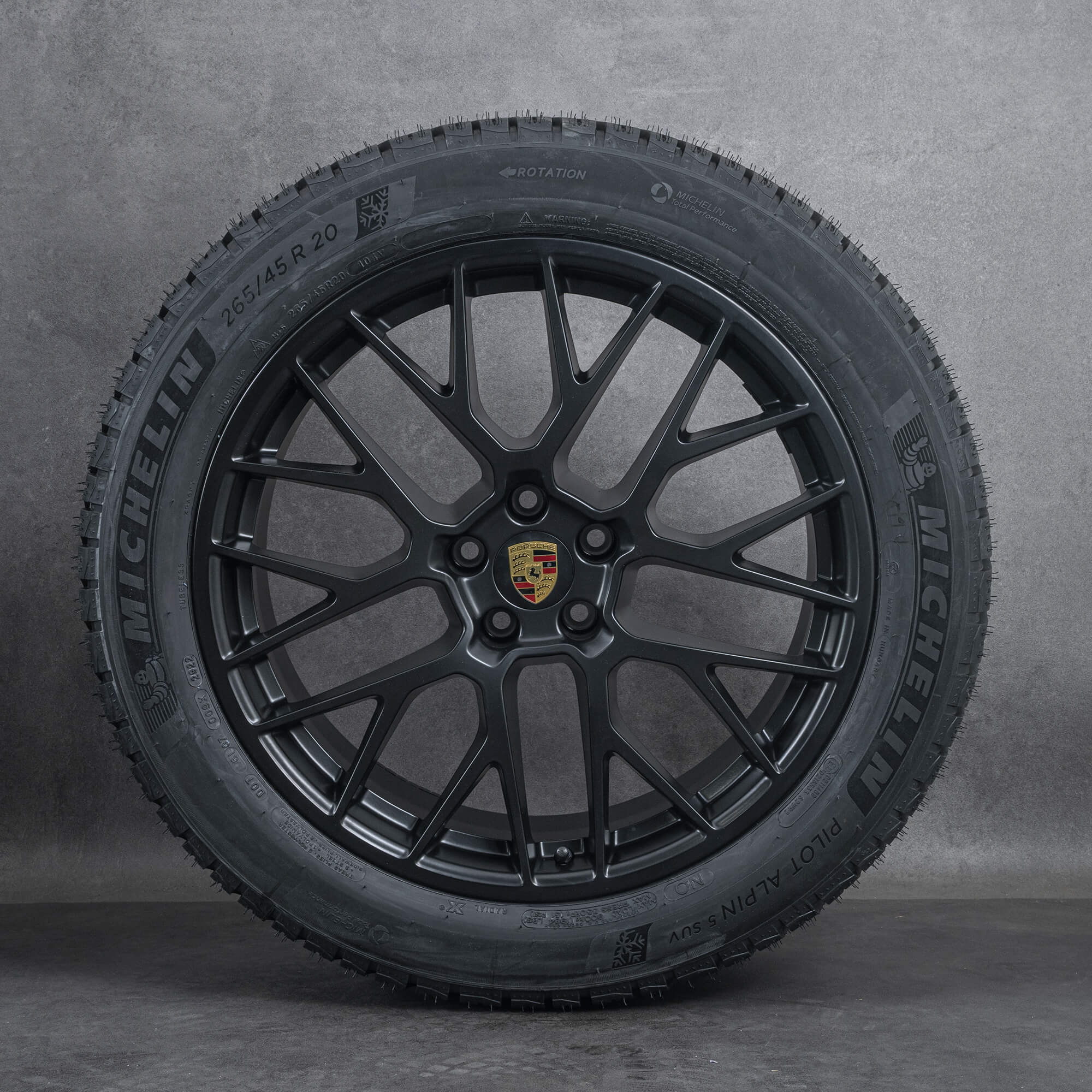 Originale Porsche Macan vinterdæk med fælge 20 tommer I & II RS Spyder 95B601025BF 95B601025BG sort satin - JE1 NEW