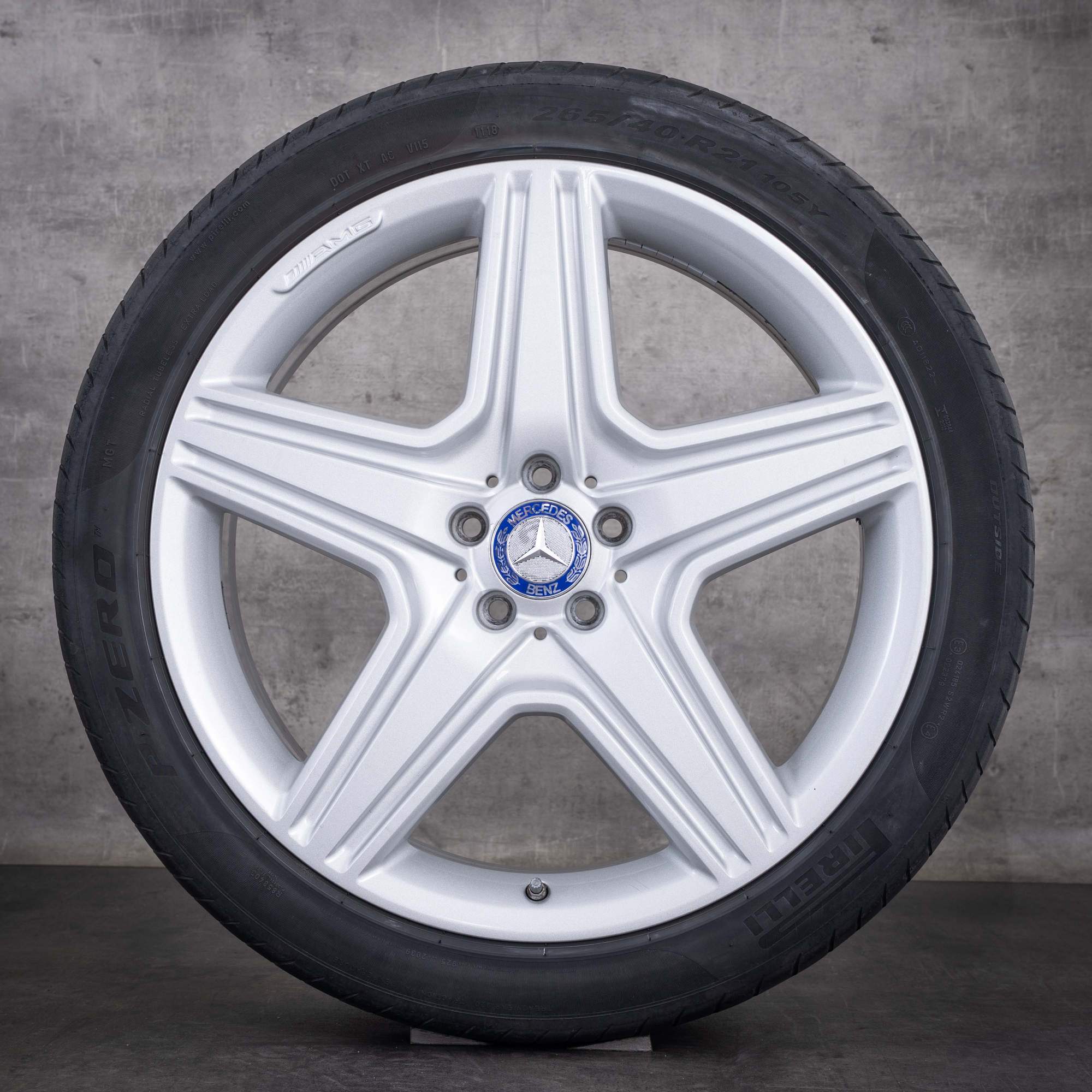 Original Mercedes Benz M ML-Klasse AMG Felgen 21 Zoll W164 Sommerräder A1644015302 A1644015202 silber glanz - Rad 2 von 4