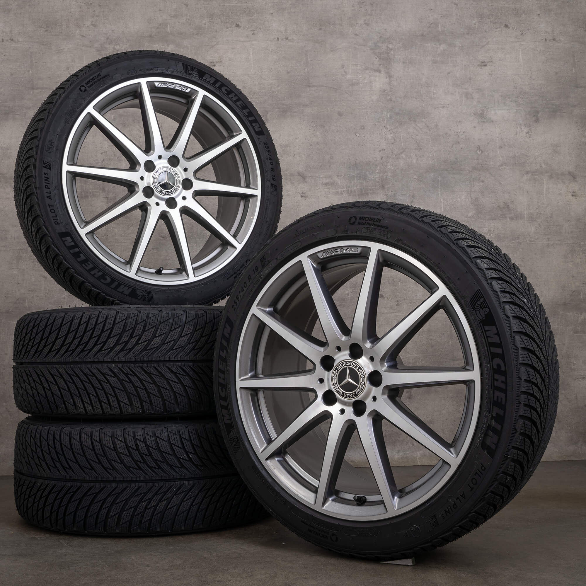 OEM Mercedes Benz C-Class C63 AMG winter wheels 19 inch W206 S206 rims A2064016900 A2064012800 himalaya gray glossy turned NEW