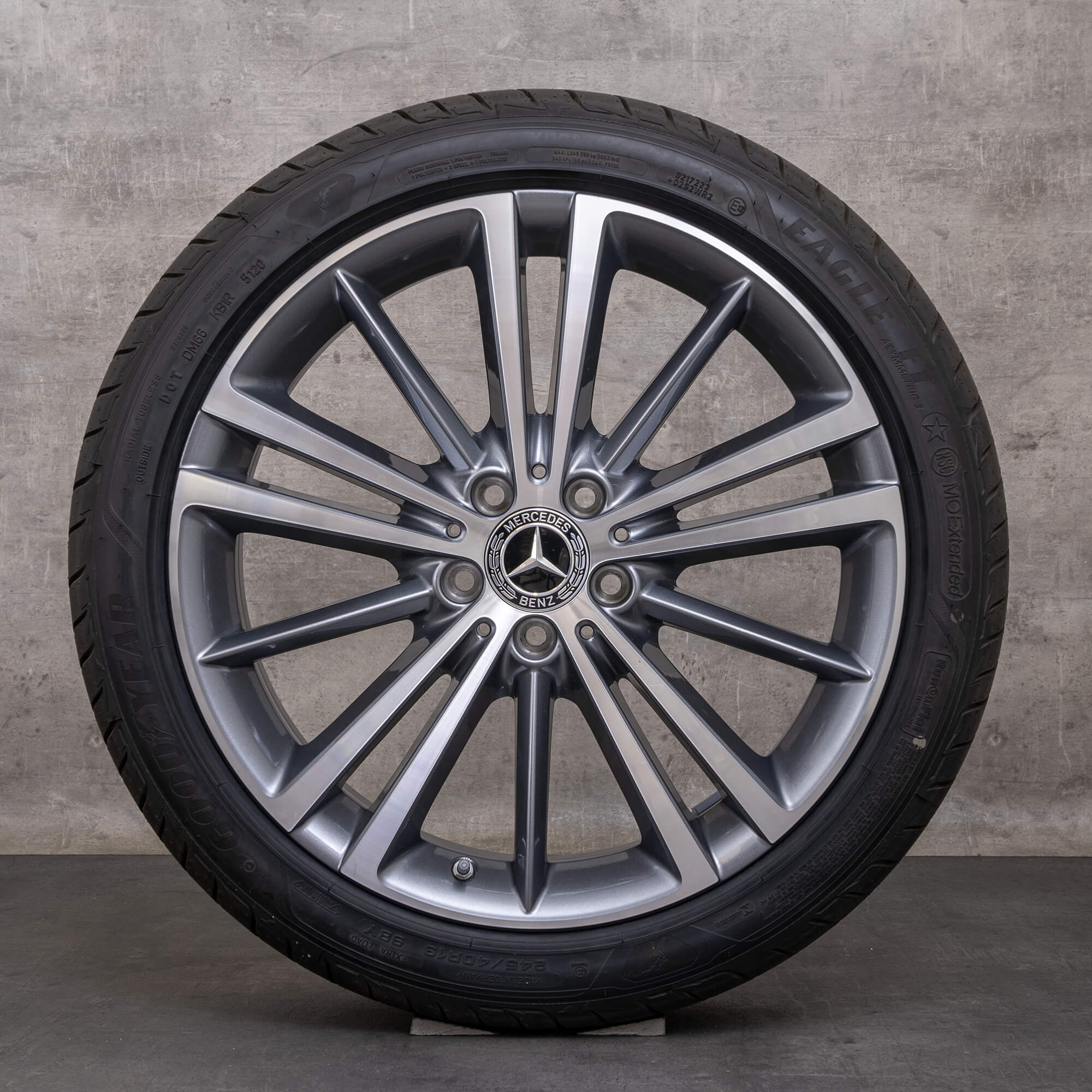 Orijinal Mercedes Benz CLS AMG jantlar 19 inç C257 Sommerrder A2574010300 A2574010400 himalaya gri parlak tornalanmış