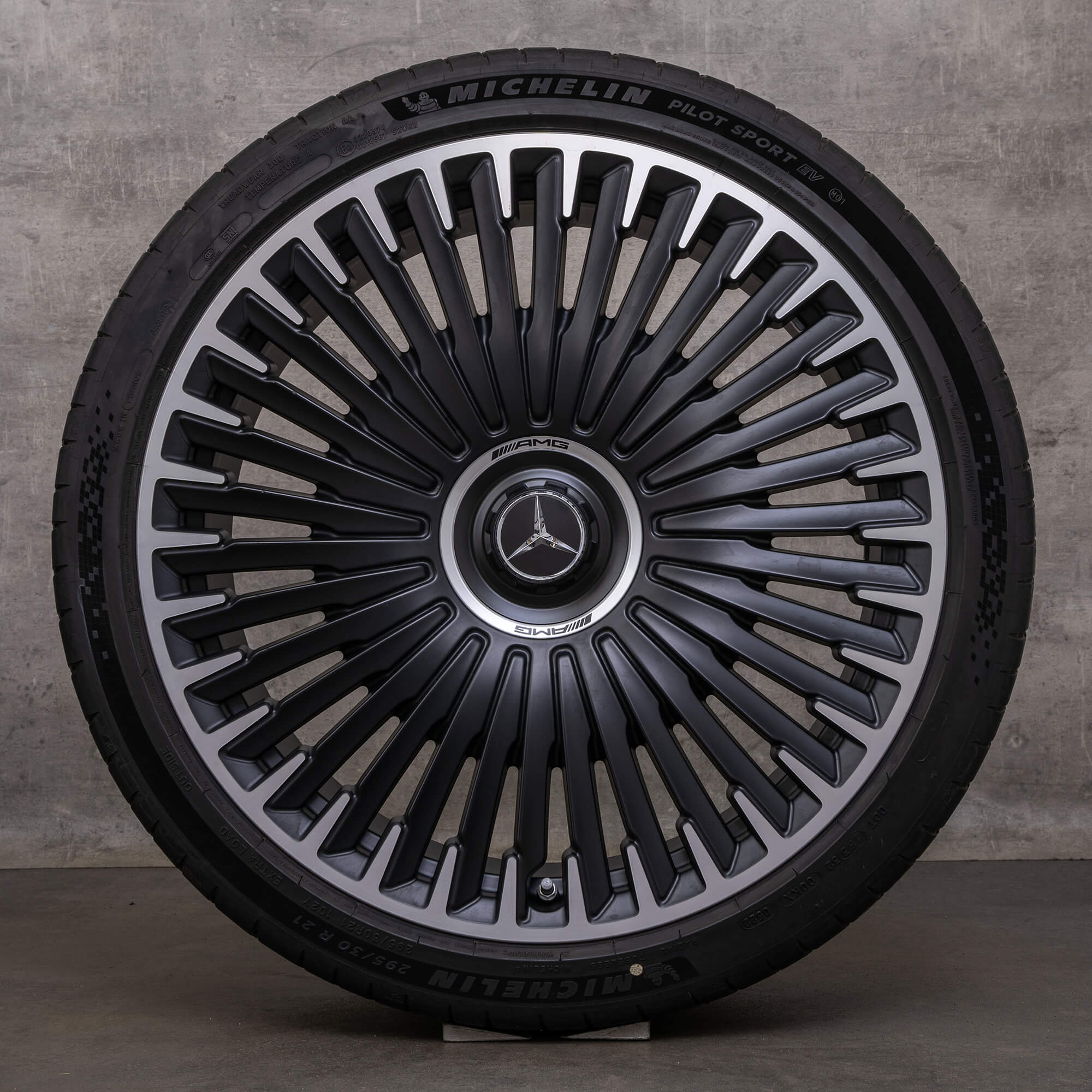 Orijinal Mercedes Benz EQE 43 53 AMG jantlar 21 inç V295 kış jantları A2954013100 A2954013200 siyah mat parlak tornalanmış