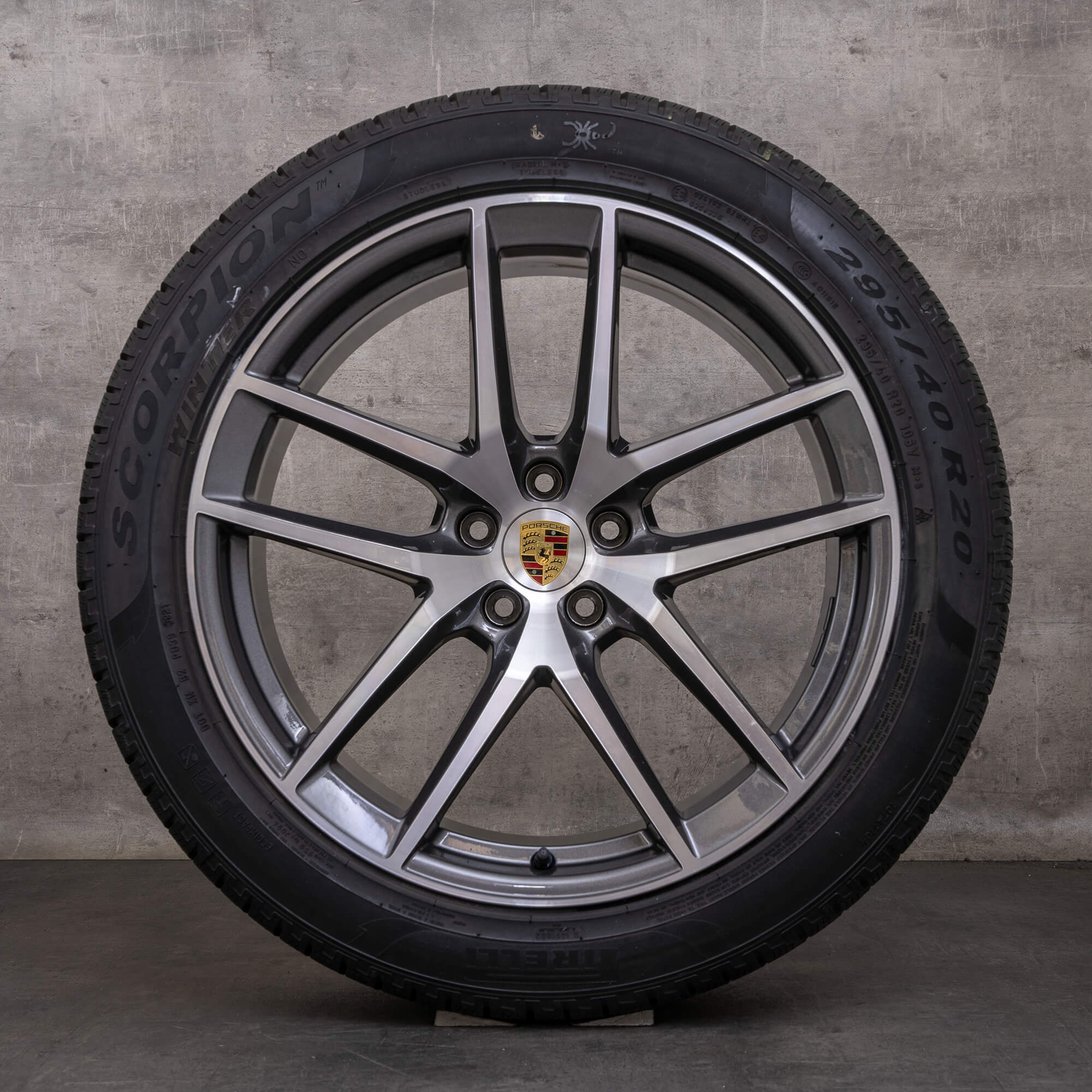 Jantes e pneus inverno originais do Porsche Macan III jantes de 20 polegadas 95B601025EJ 95B601025EK titânio brilhante torneado