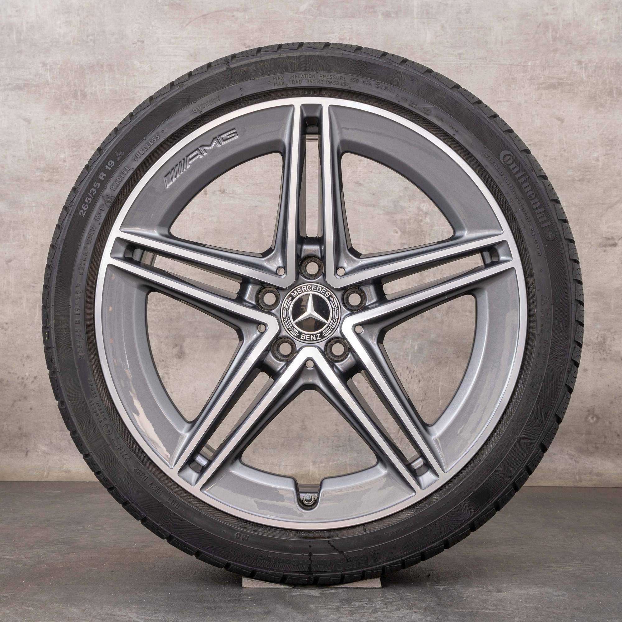 Oryginał Mercedes Benz Klasa C63 i S AMG koła zimowe 19 cali W205 S205 Felgi A2054010501 A2054010601 himalaya szary polerowane