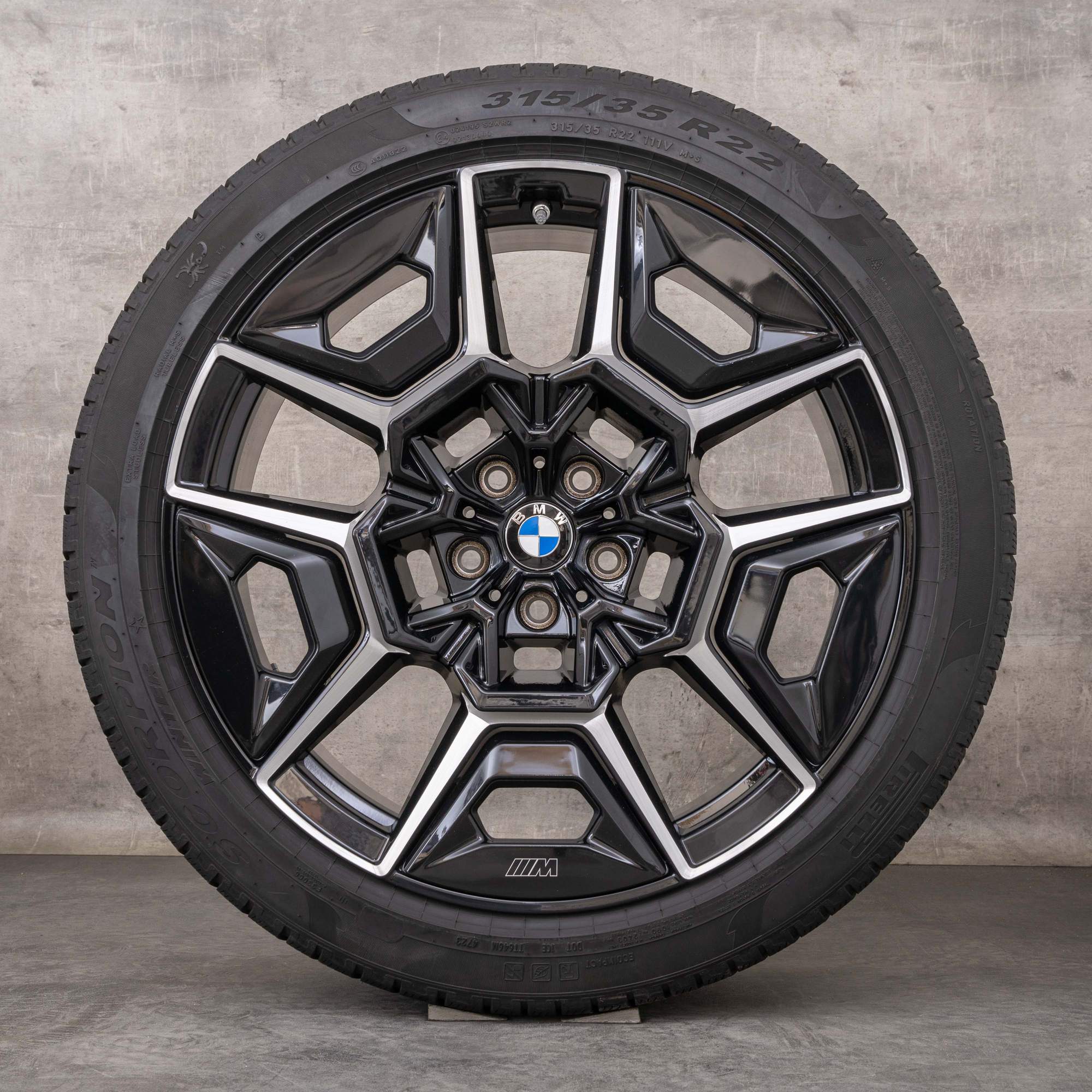 Original BMW XM Felgen 22 Zoll G09 Sommerräder Styling 922 M 1543987 1543988 jet black glanzgedreht