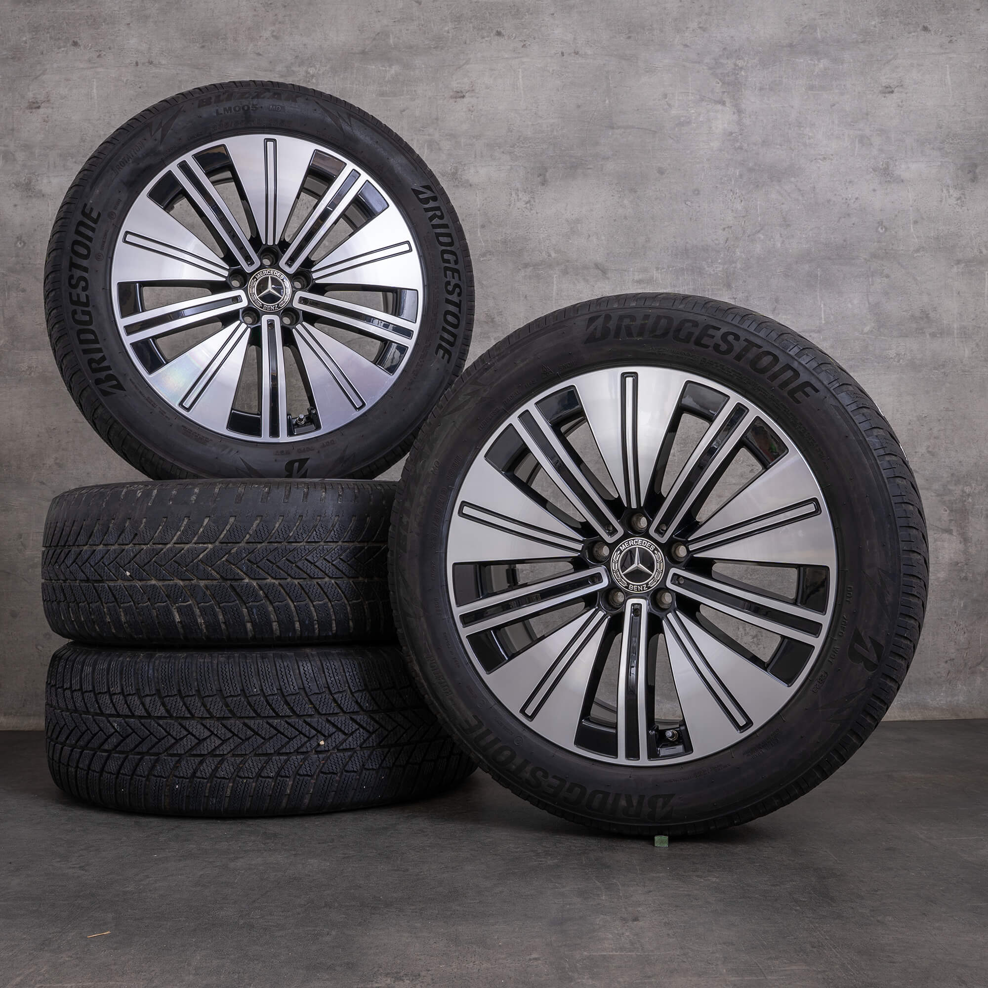 Orijinal Mercedes Benz EQS kış jant lastik 19 inç V297 jantlar A2974010600 siyah parlak tornalanmış