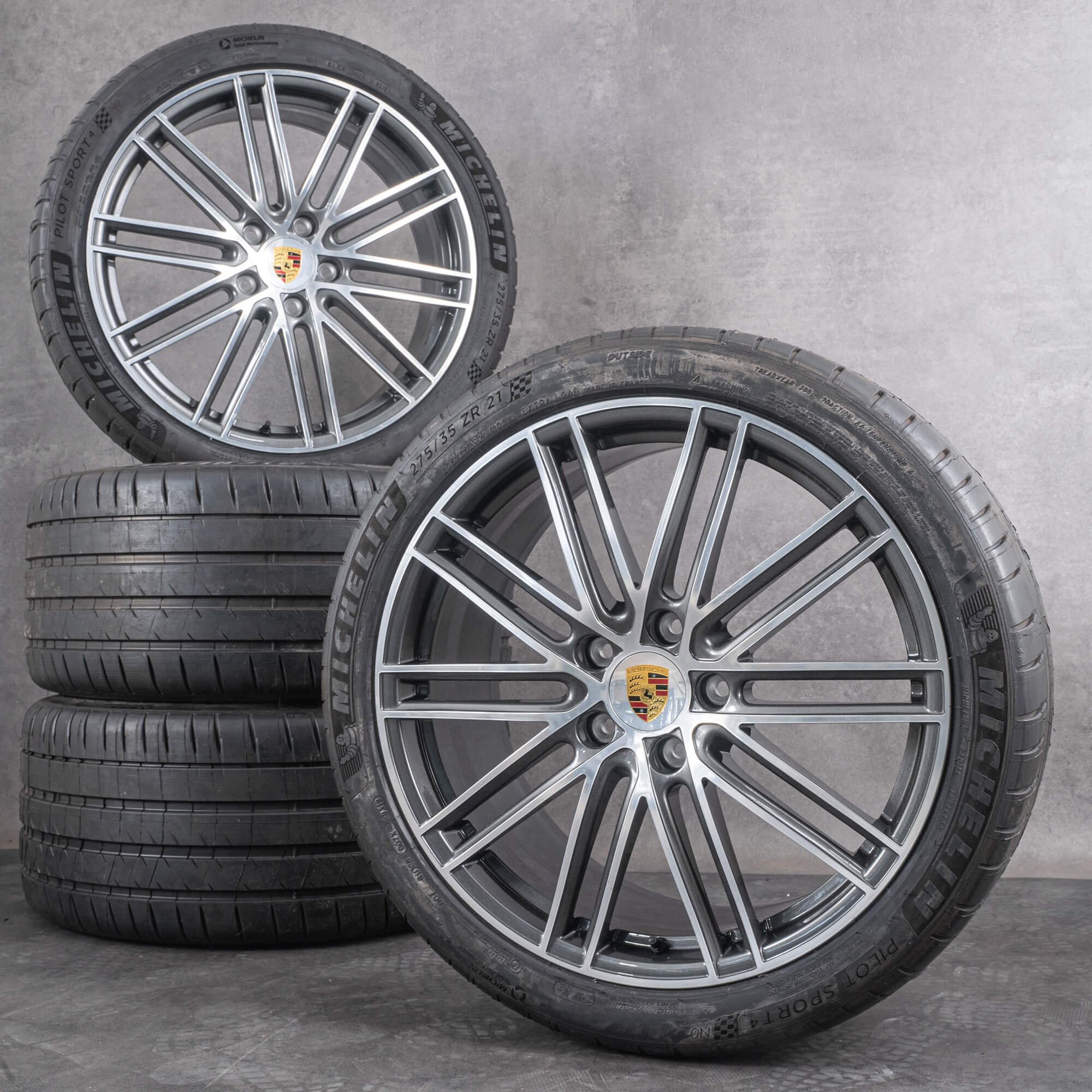 OEM Porsche Panamera snow tire packages 21 inch 971 Rims 971601025AD 971601025AE titanium glossy turned
