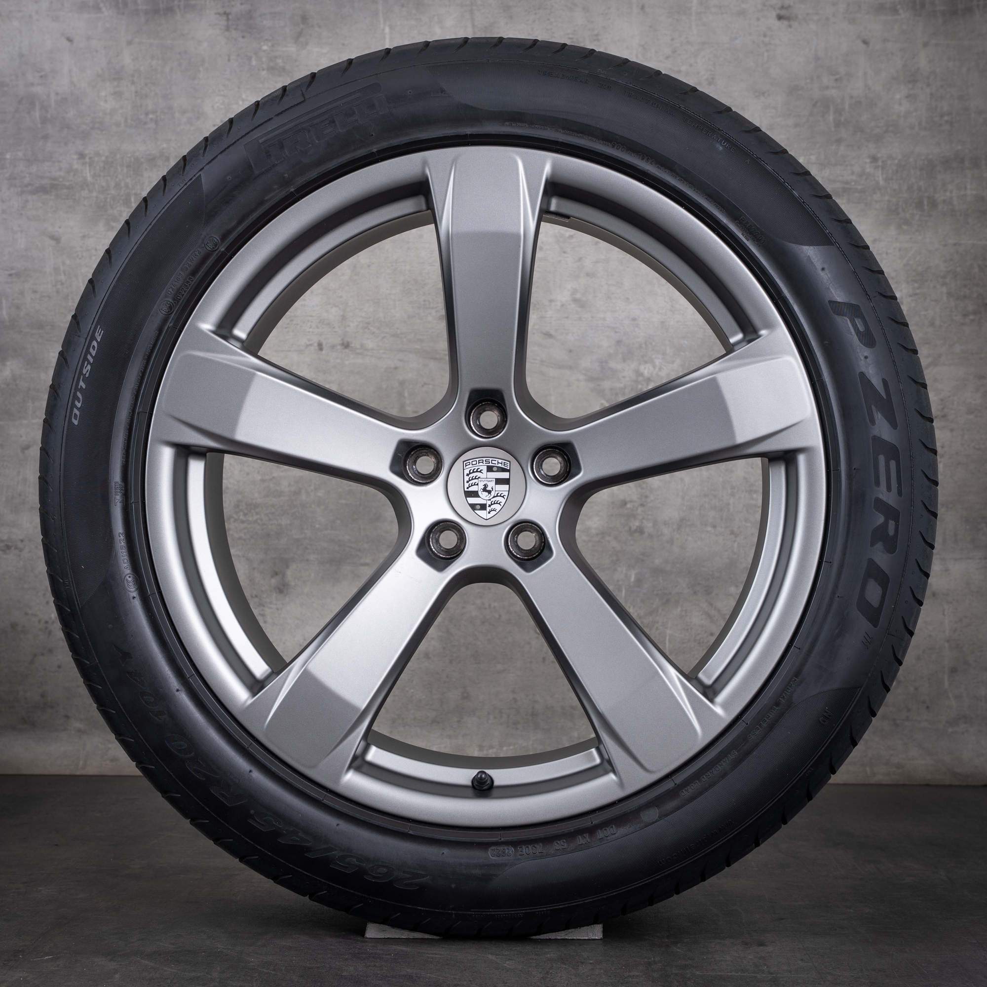 Oryginalne felgi Porsche Macan III 20 cali, koła letnie 95B044668C, matowy platynowy srebrny