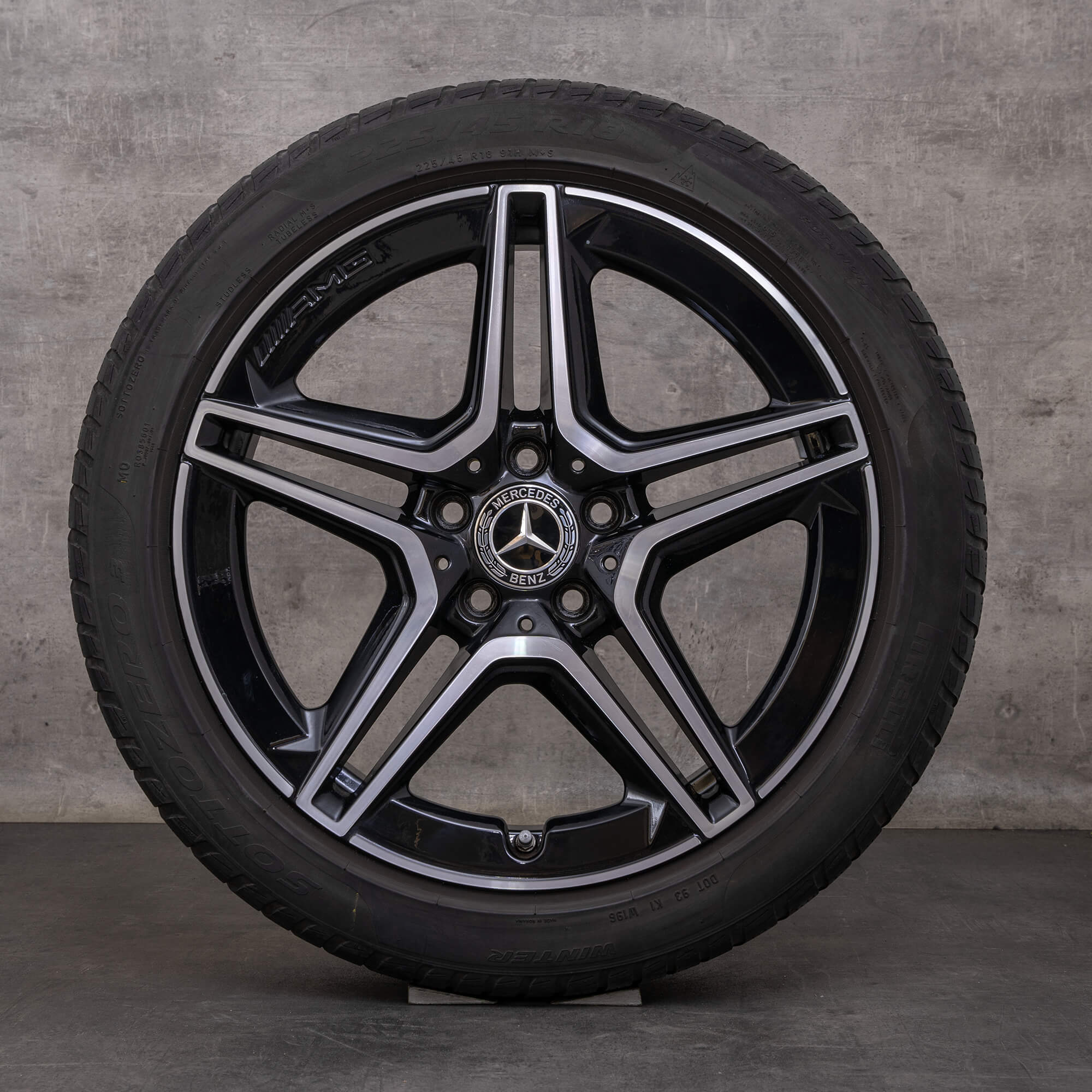 Orijinal Mercedes Benz A B Sınıfı CLA AMG kış jant lastik 18 inç W177 V177 W247 X118 C118 jantlar A1774011500 siyah parlak tornalanmış