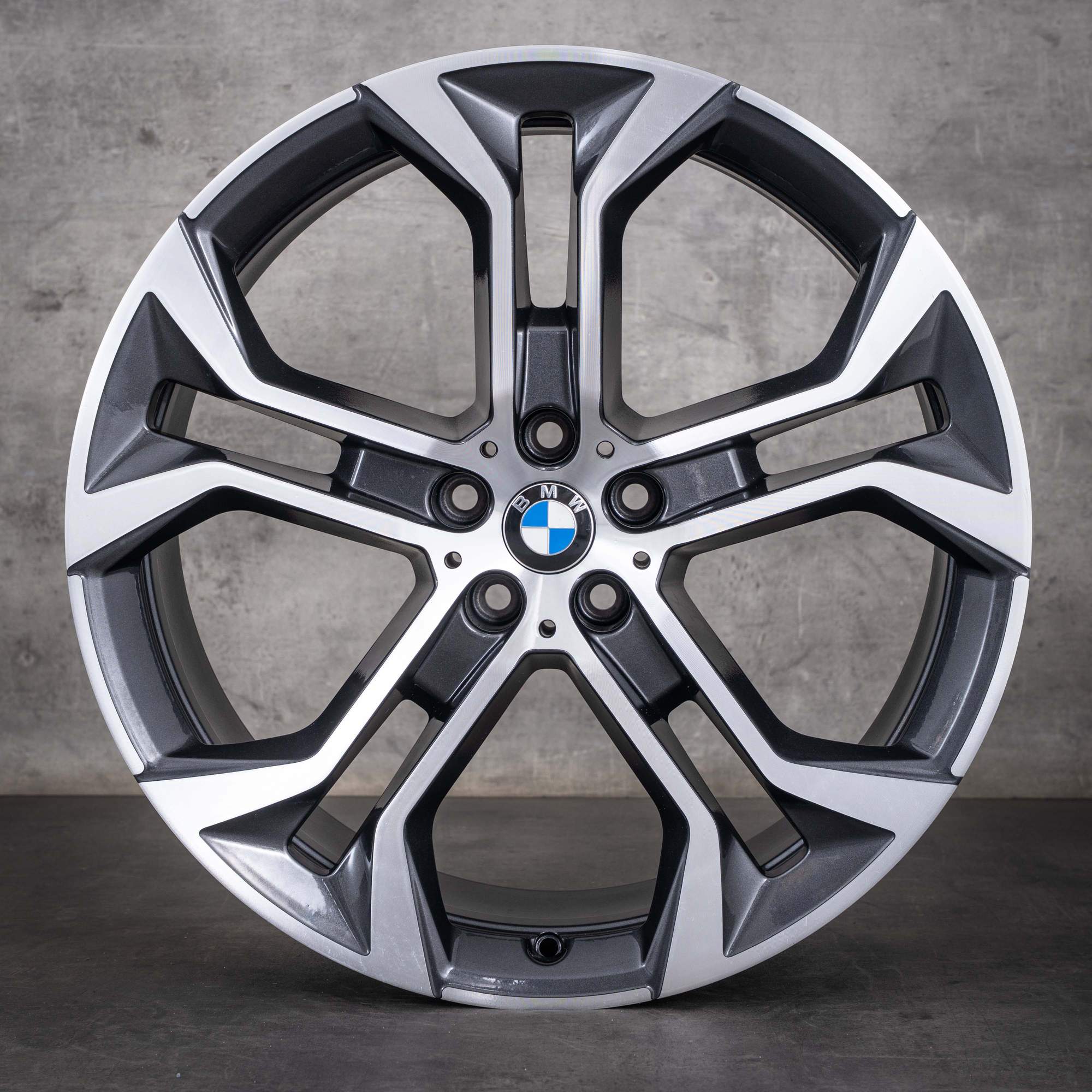 Original BMW X5 X6 Felgen 21 Zoll G05 G06 Sommerräder Styling 744 6885459 6885460 midnight grey glanzgedreht