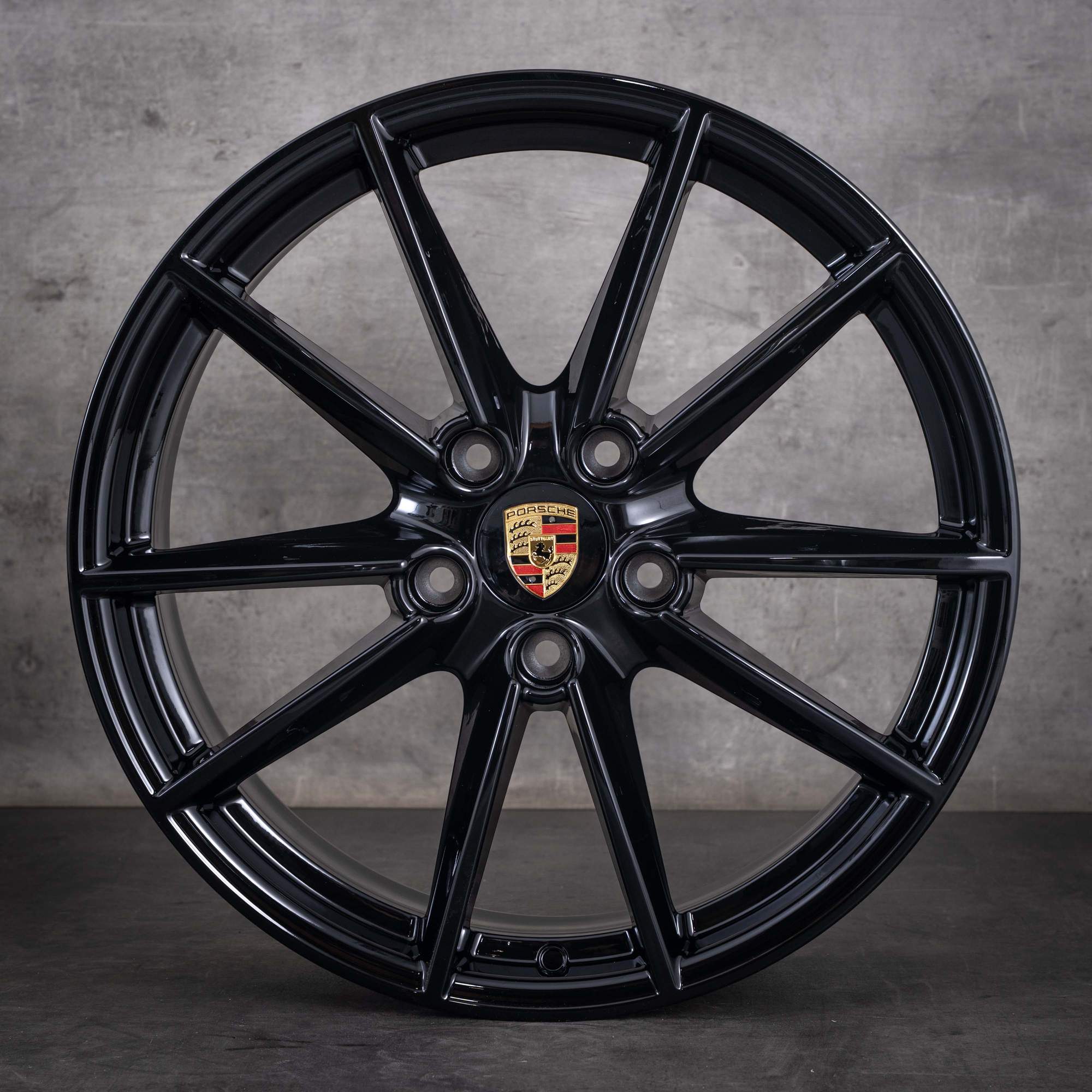 Original Porsche 992 I 20 21 Zoll Felgen 992601025C 992601025E Carrera S Rad schwarz glanz lackiert - Felge 3 von 4